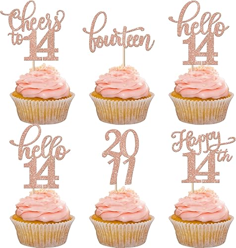Miniatura 274 de Rsstarxi Paquete de 30 adornos para cupcakes de 15 cumpleaños con purpurina Mis Membrillo 15 desde 2010 Feliz 15º Cupcake Toppers Quince Cheers to
