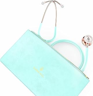 Rose Gold Turquoise Stethoscope & Case | Adult Dual Head Classic Chestpiece | Lightweight Design 5.9oz | Length 26in | Perfect for ICU CMA Cardiac Med Student Nurse | Mint Teal Tubing RGT