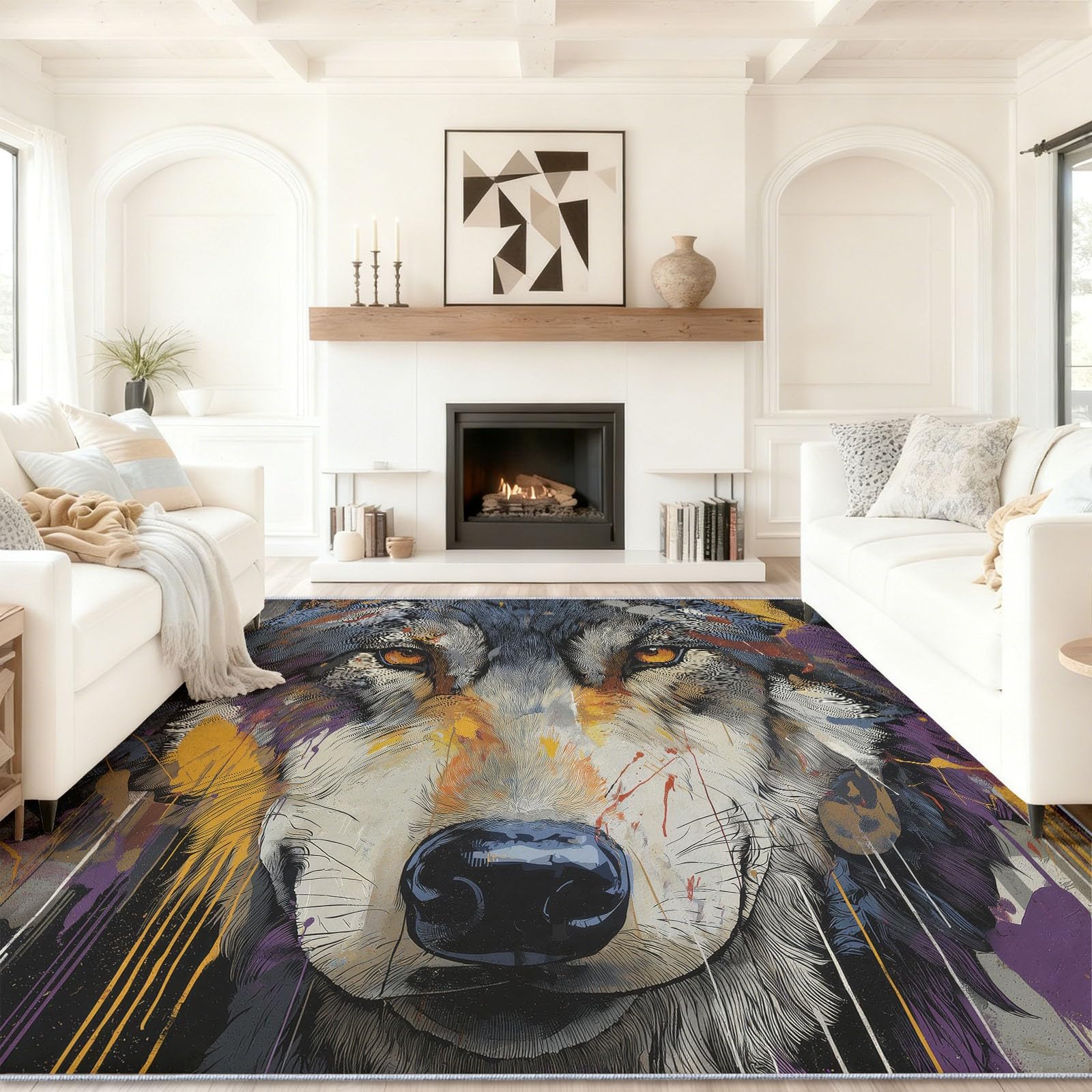 Tapis lavable poils ras effet haute profondeur pour salon et chambre