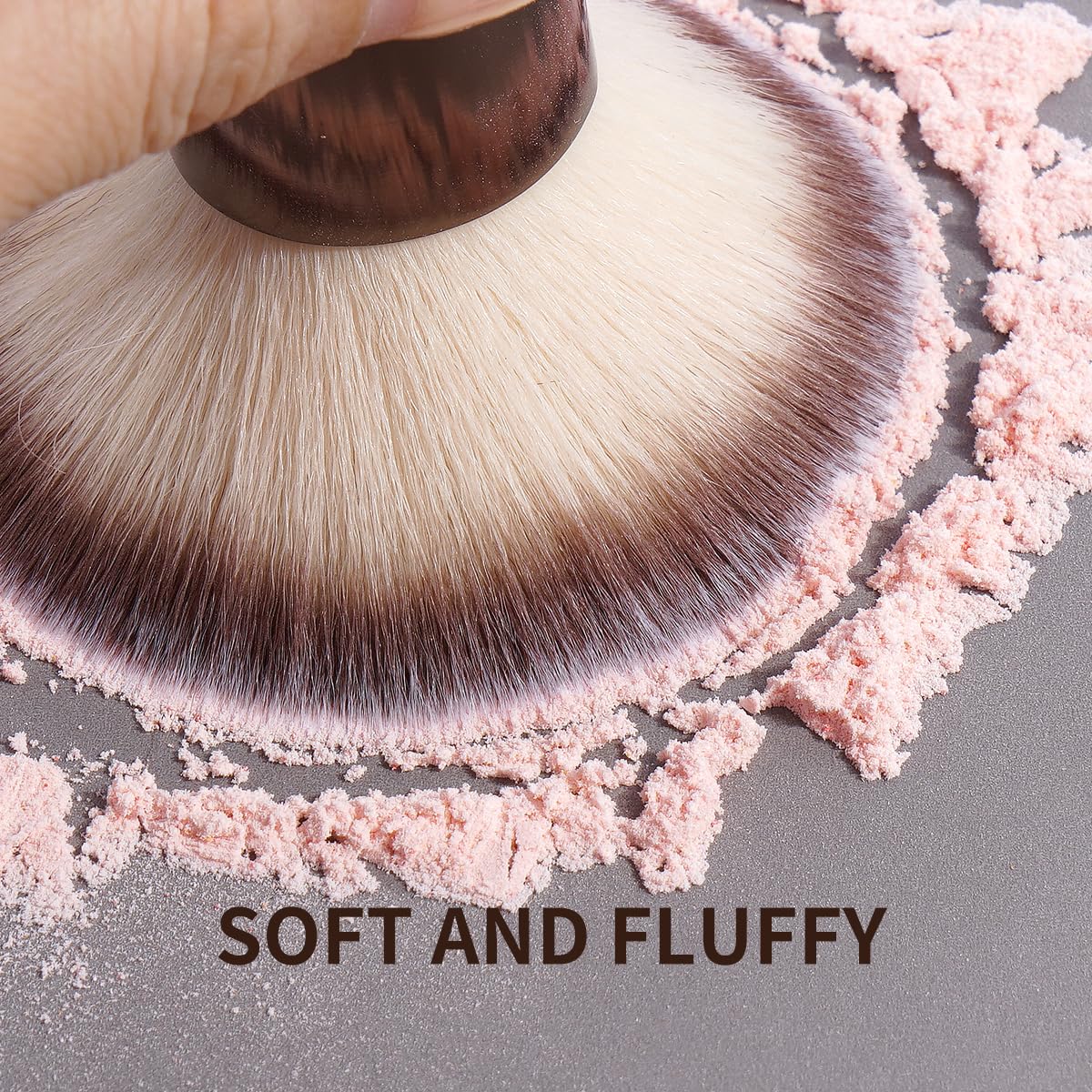 MAANGE Set di 7 pennelli da trucco kabuki double face, pennelli per contouring, fondotinta, cipria, correttore, crema, cosmetici, bronzer, blush, lucidatura, strumenti per il trucco (caffè)