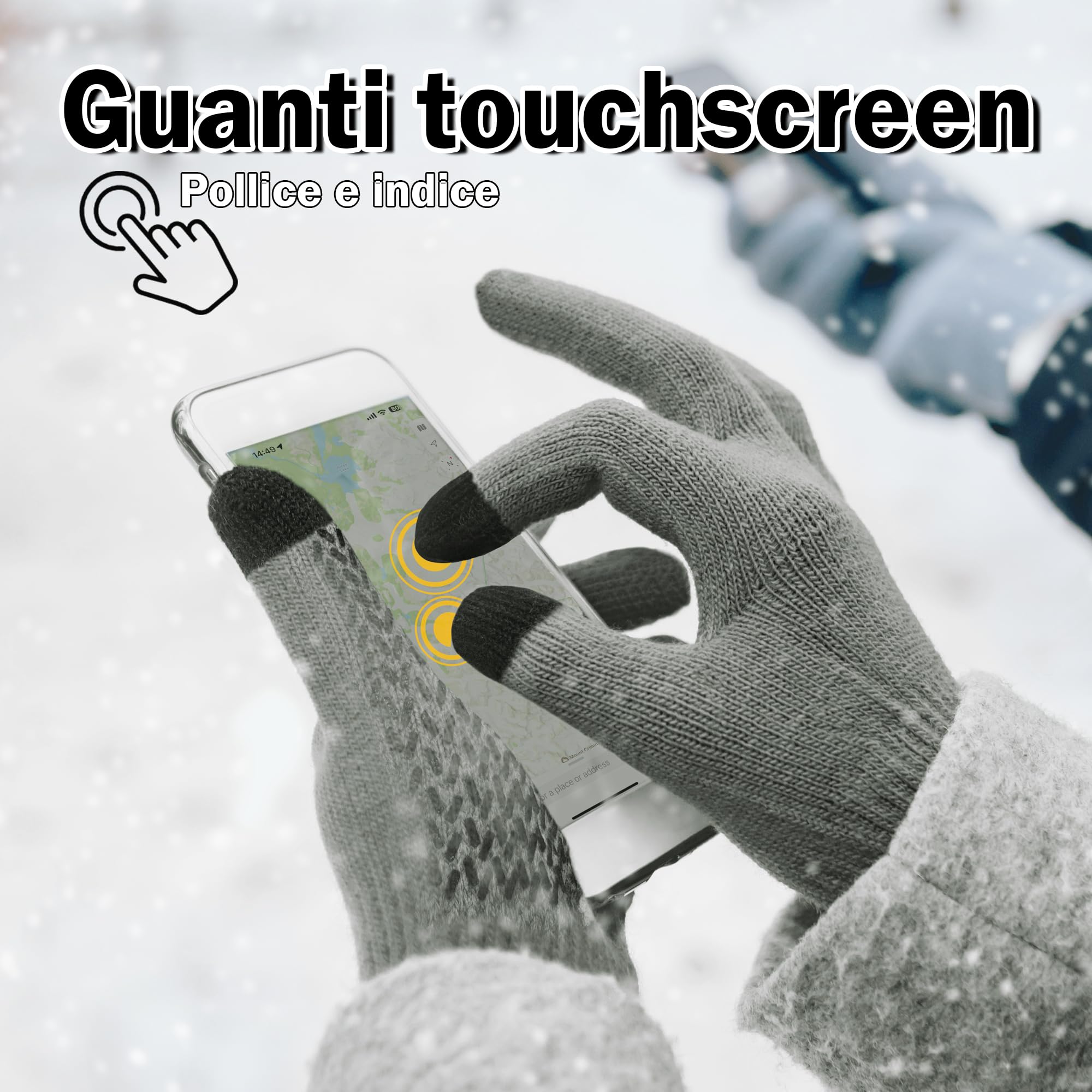 ineepor Guanti Invernali Uomo Donna Guanti Touch Screen Doppi Guanti In Lana Fodera In Pile Termici Antiscivolo Corsa Neve Guida Ciclismo Sportivi