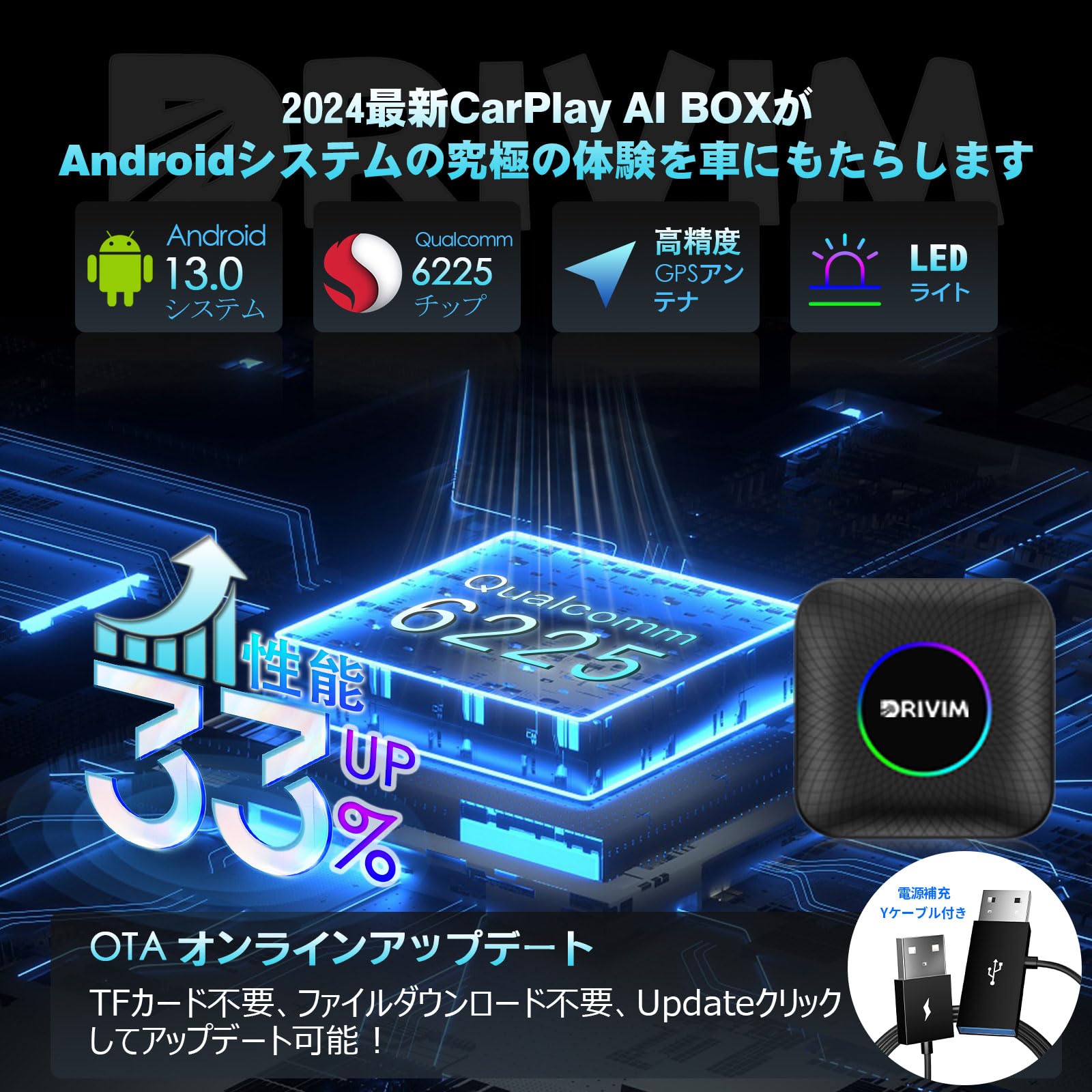 Amazon.co.jp: DRIVIM CarPlay AI Box Android 13.0 Adapter, Adopts  