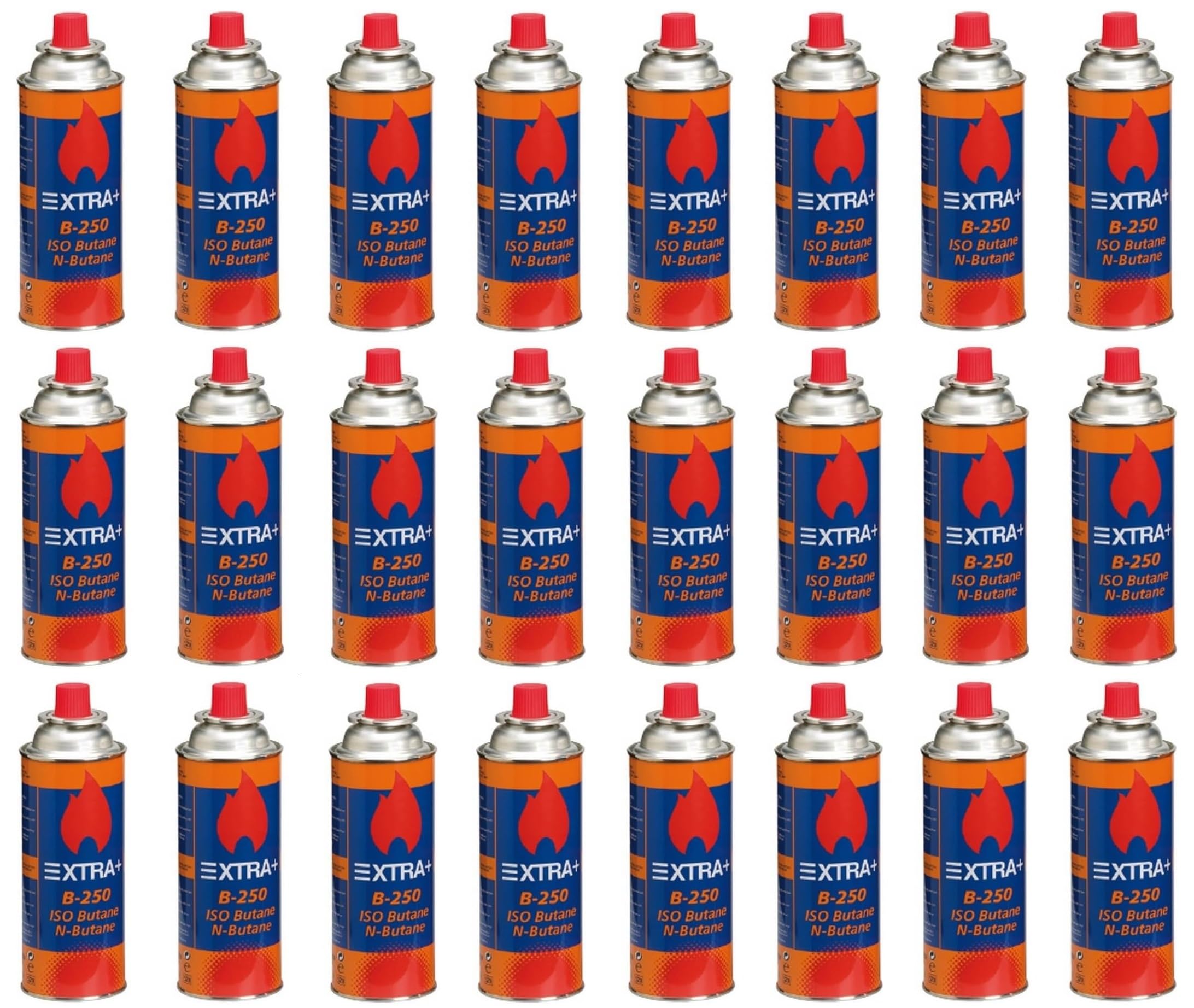 Pack de Cartuchos de Gas Butano Recambio de Gas Propano Portable Gas Butano Tokai Compatible para Cocina Portátil, Hornillo, Soplete Soldador, Camping B-250 227gr (12 Unds, Naranja & Azul)
