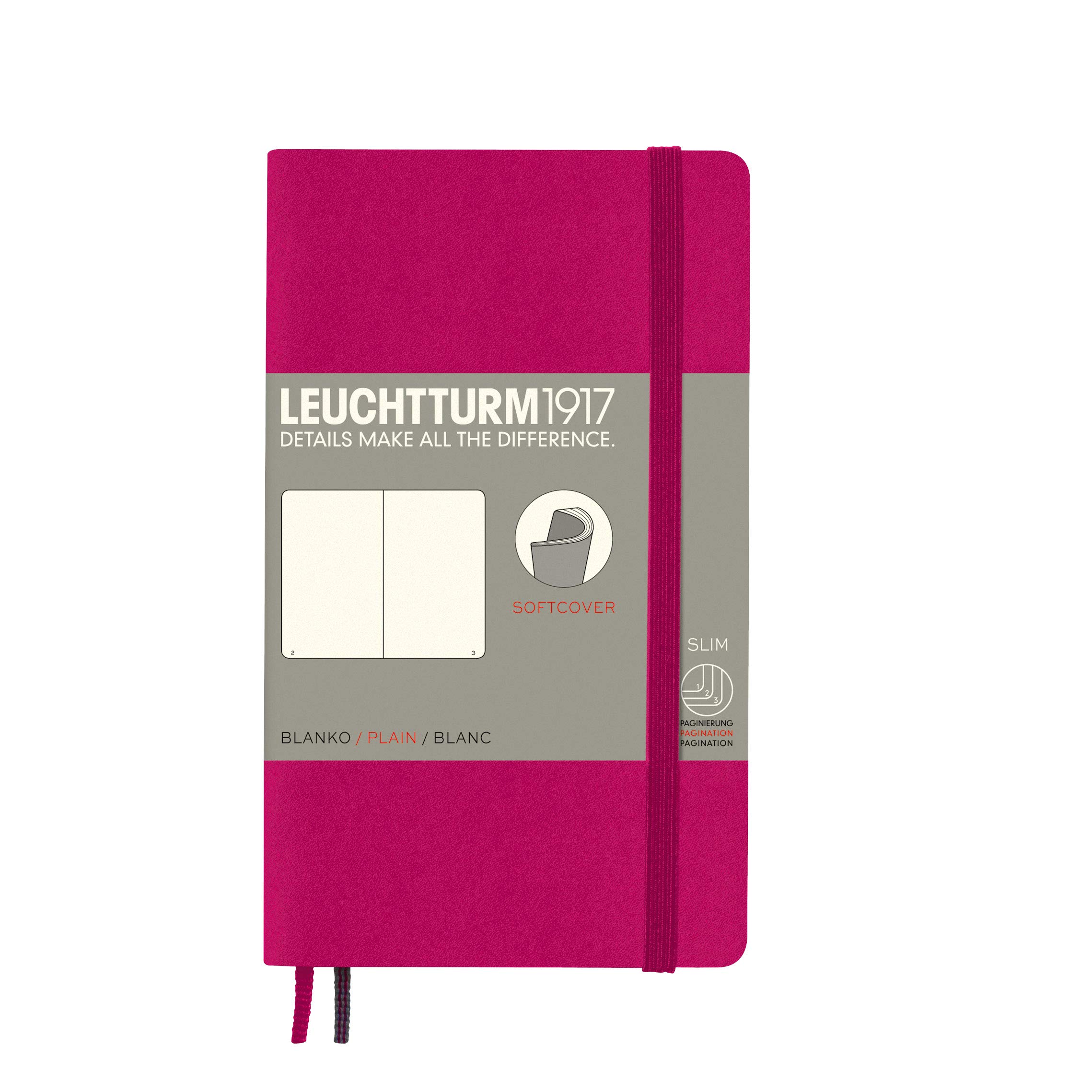 LEUCHTTURM1917 (355284) Pocket Notebook (A6) Softcover, 123 Numbered Pages, Dotted, Berries
