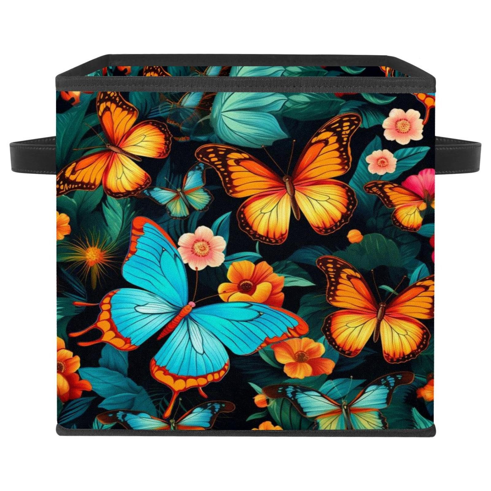 Cube de rangement pliable fleur et papillon pour éliminer le désordre