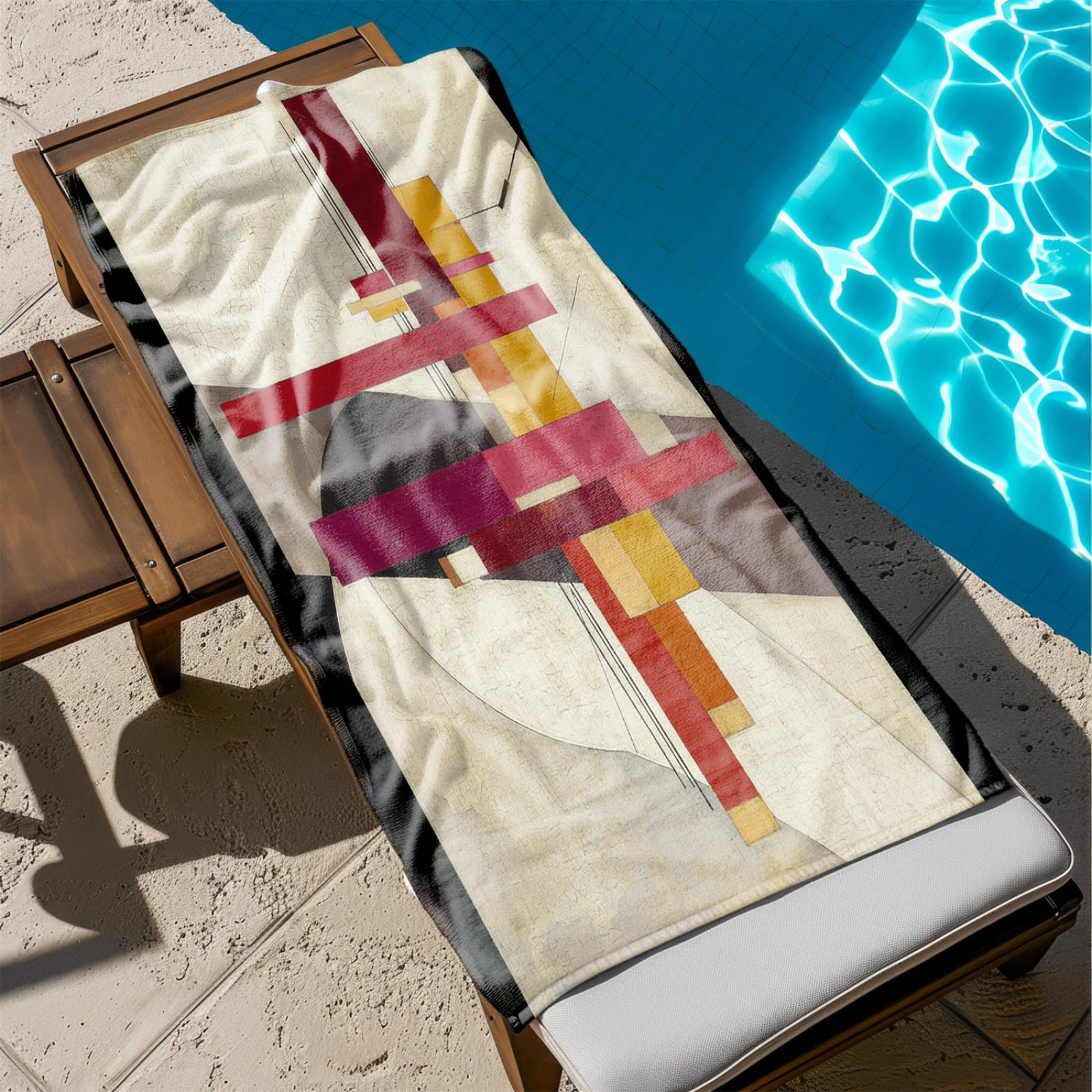 Telo Mare Microfibra 210x230 Geometria Marrone Rosso Telo Spiaggia Grande Antisabbia,XXL Asciugamano Mare, Asciugatura Rapida, Stuoia Spiaggia Leggero E Portatile