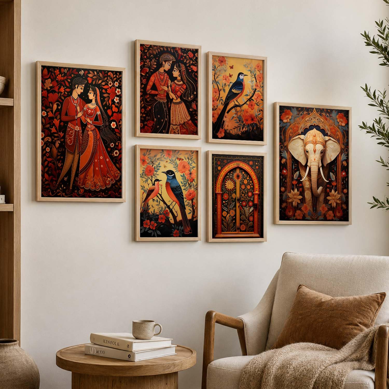 Madhubani Wall Art Paintings - Set of 6 -14