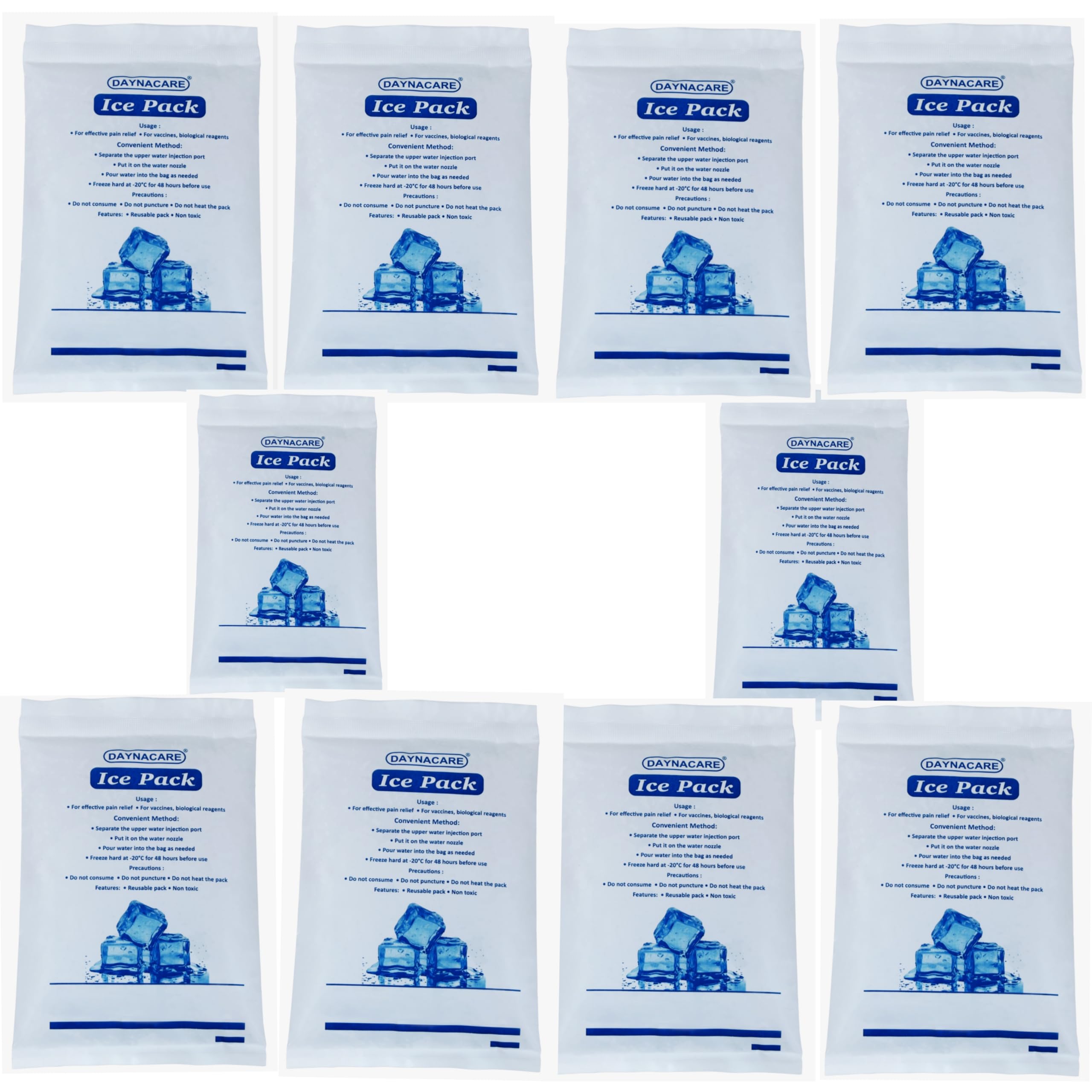 Reusable Freezer Ice Pack | Long-Lasting Medical Ice Pack for Travel, Hospital & Vaccine Delivery | Cold Gel Pack for Food & Beverage Storage, Cooler Bags (Pack of 10)-image-44