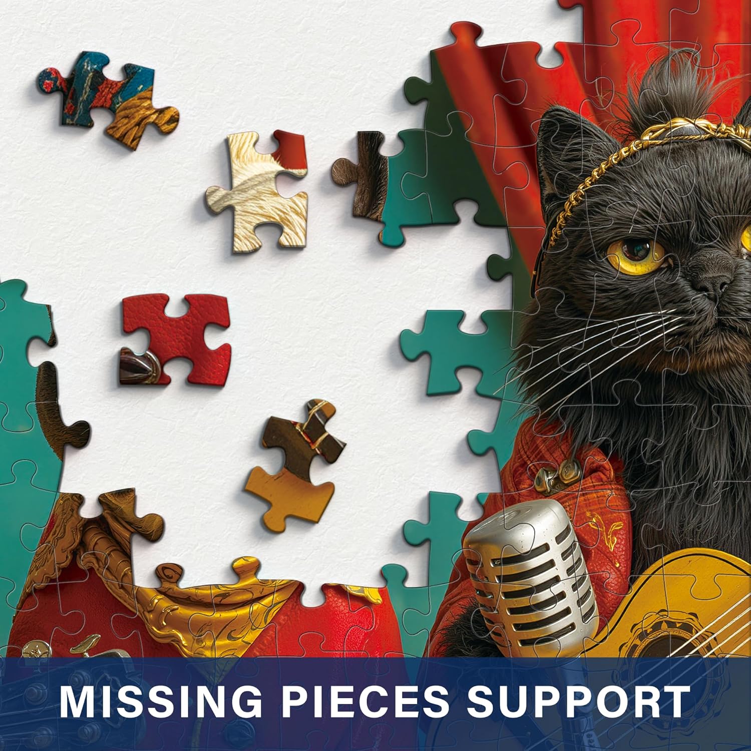1000 Piece Puzzle for Adults, Challenging Rock&Roll Dog Cat Band Jigsaw Puzzles, Premium Matte Finish, 27.56 x 19.68 Inches, Perfect for Game Nights