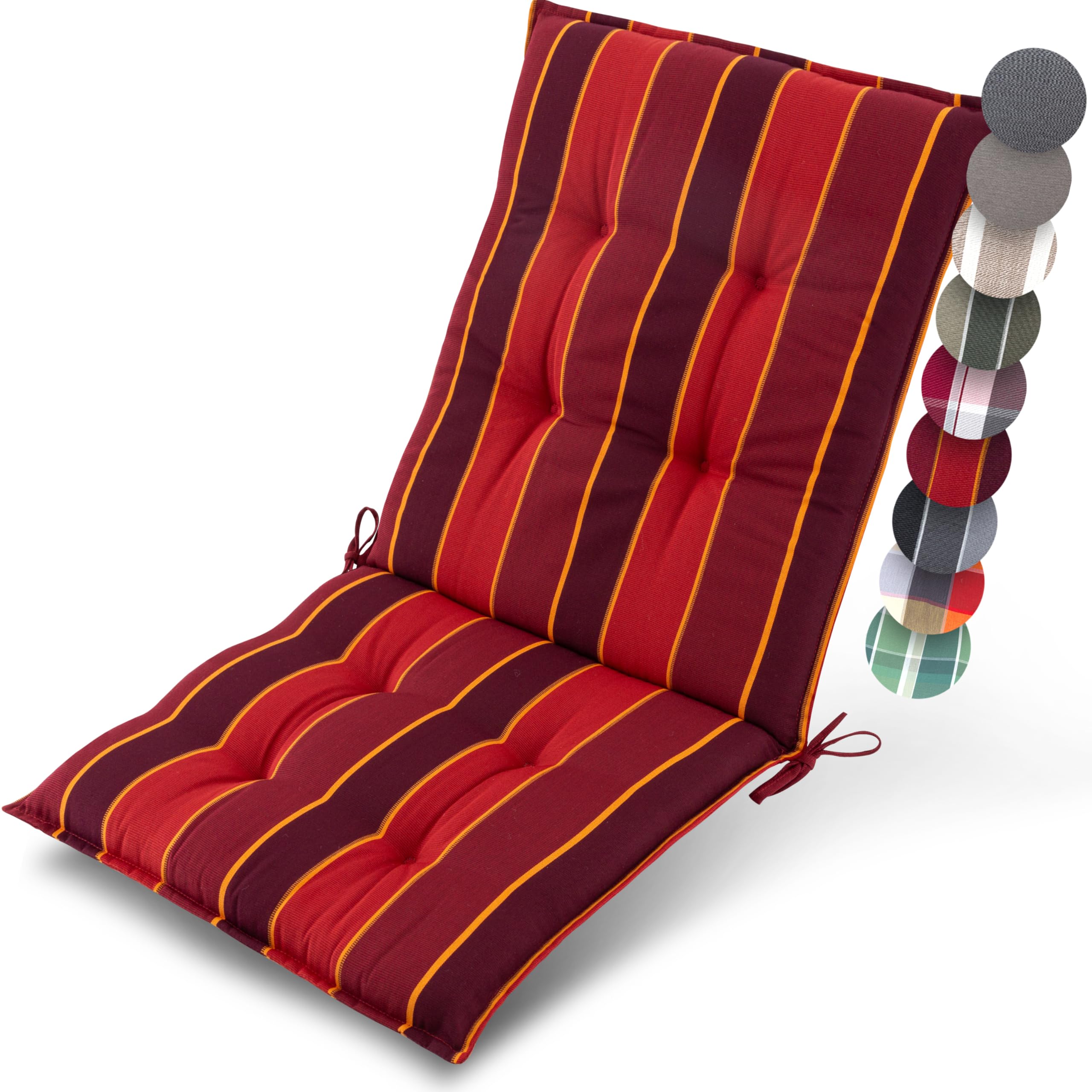 Beautissu Premium Outdoor Chair Cushion Low Back for Garden Chairs Non-Slip