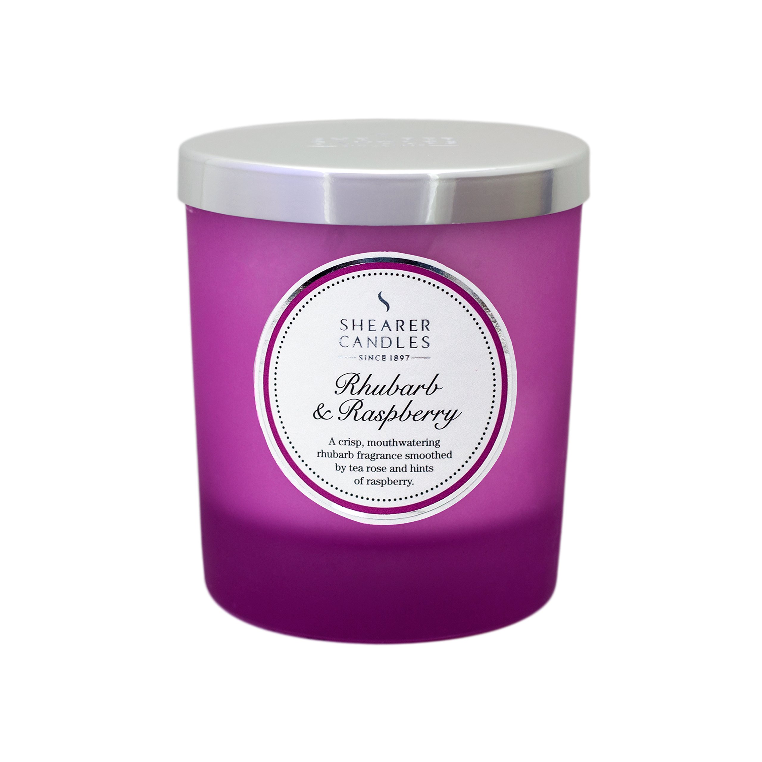 Shearer Purple Rhubarb And Raspberry Scented Jar Candle, Silver Lid