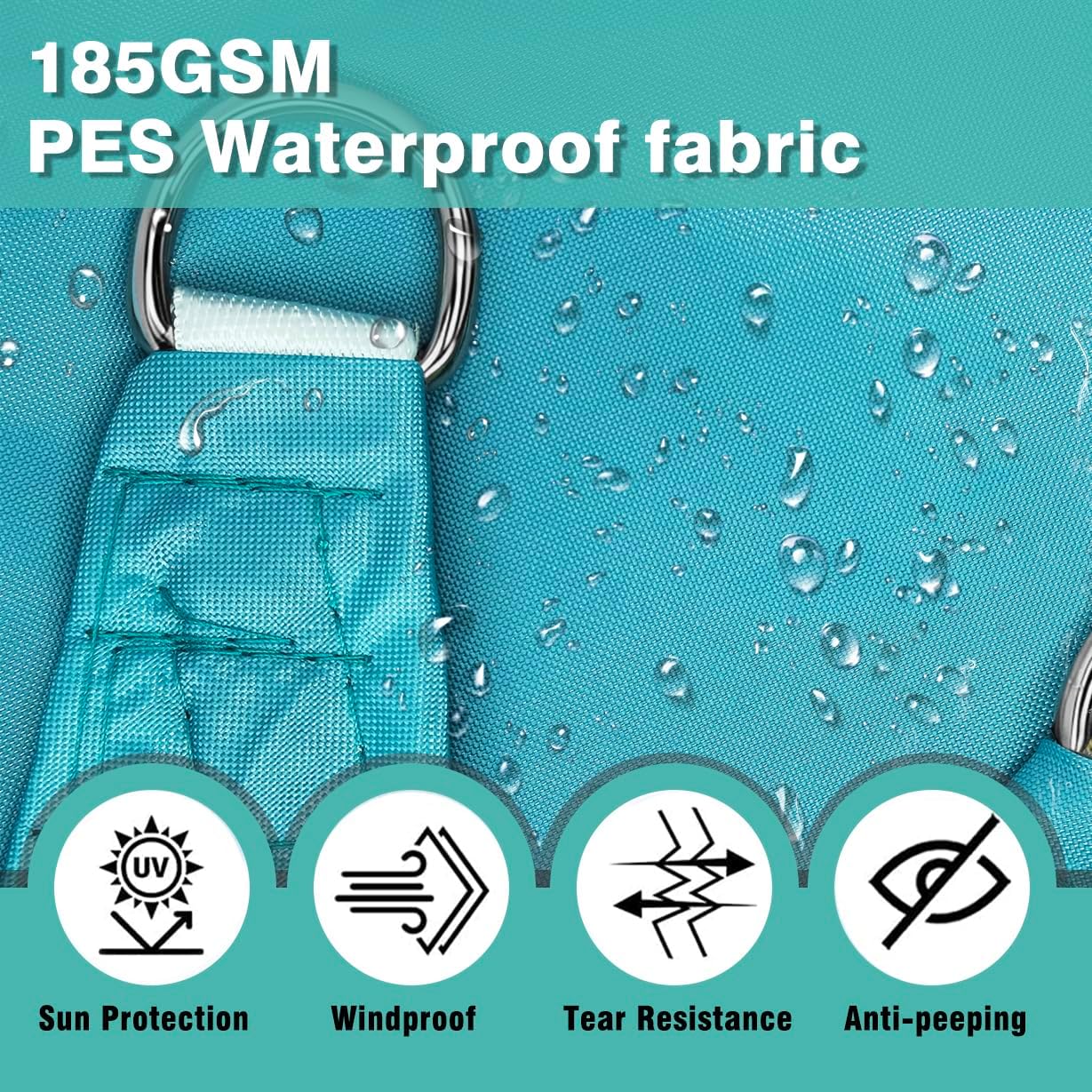 Waterproof Triangle Sun Shade Sail, Outdoor Sail Cloth Sun Shade, Anti UV Patio Awning Canopy for Deck Shelter, Grass Green, 11‘x11'x11'