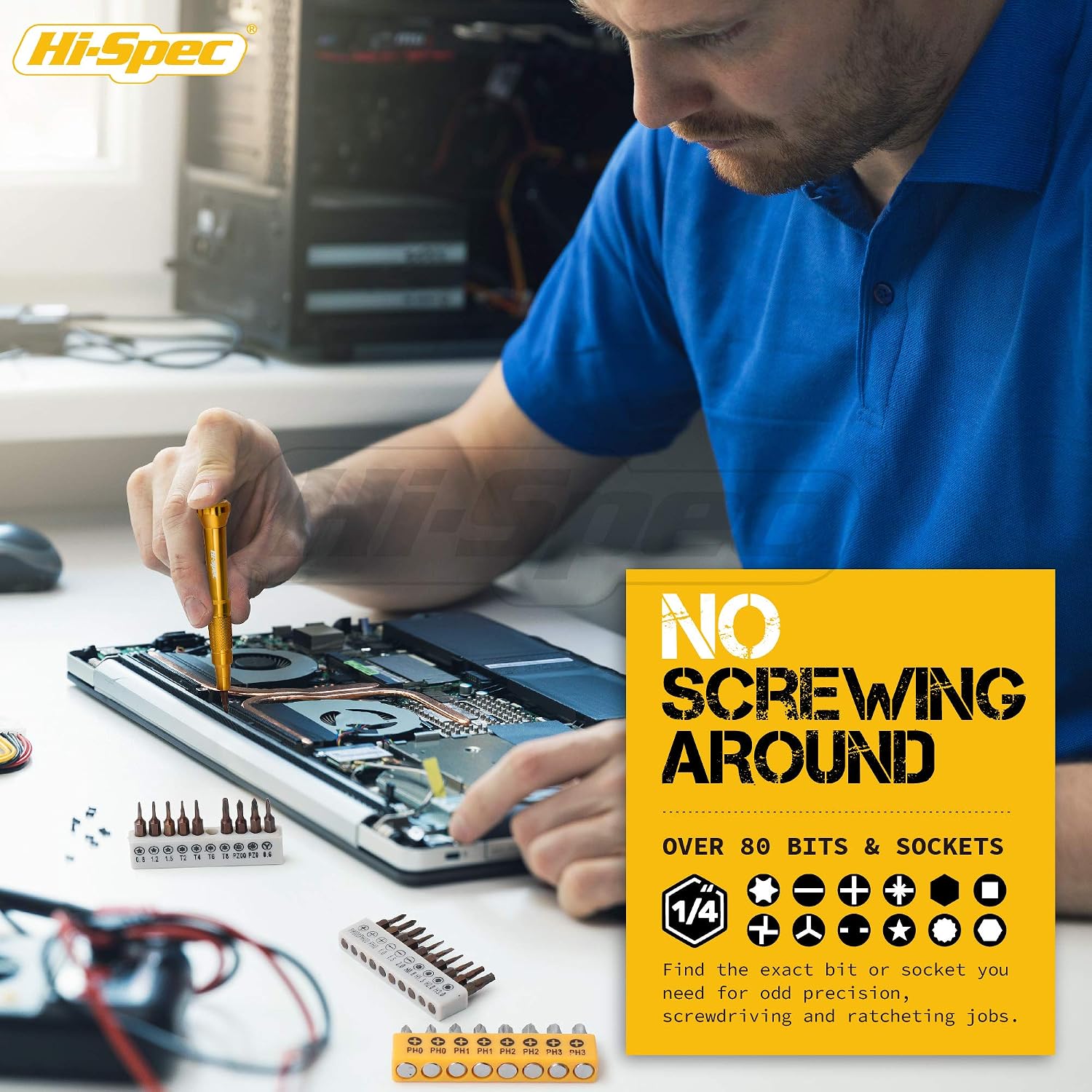 Hi-Spec 108pc Screwdriver Bits, Sockets & Handles Set. Complete 1/4” Hex Shank & Precision Screws