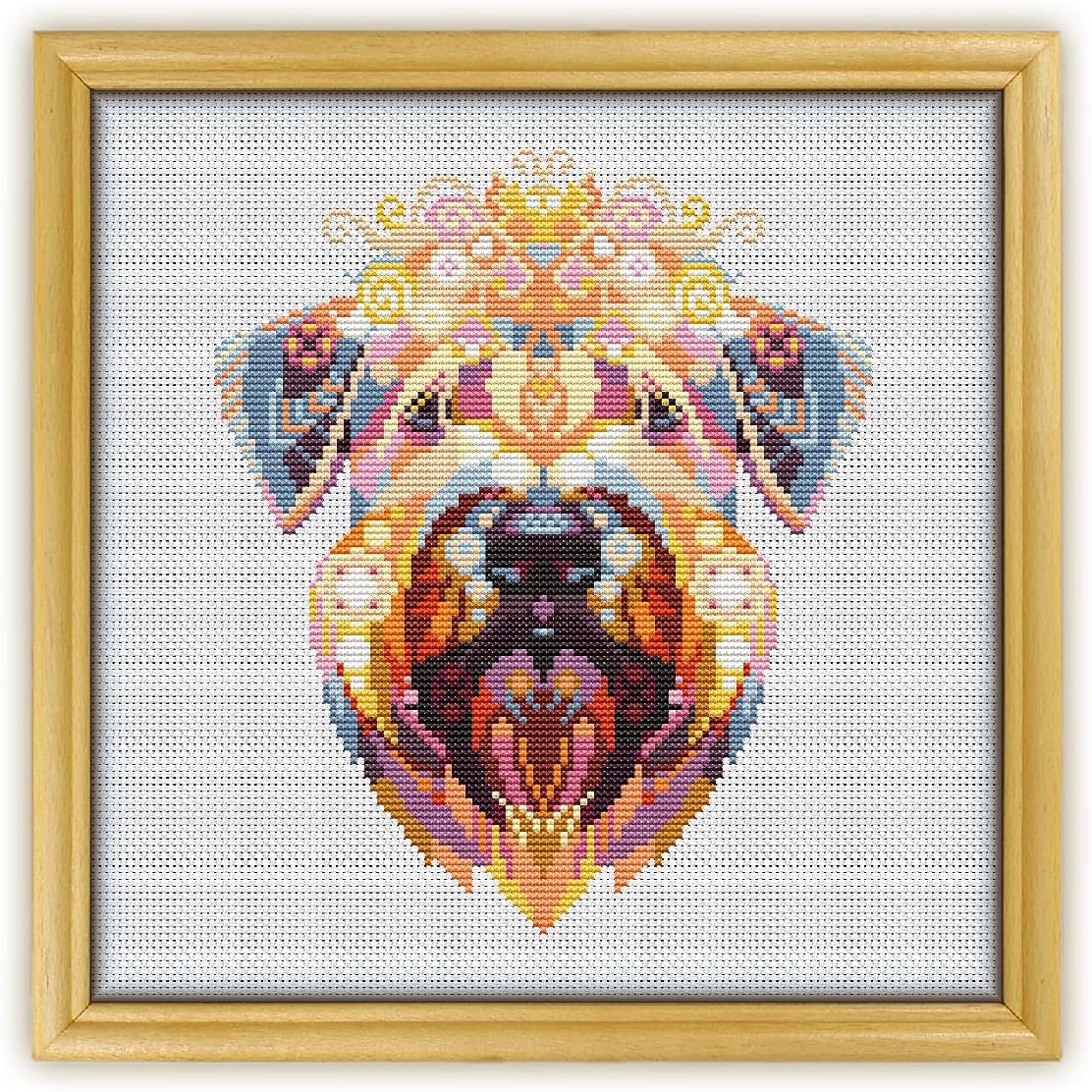 Soft Coated Wheaten Terrier K796 Counted Cross Stitch KIT#3. Threads, Needles, Fabric, Embroidery Hoop and Printed Color Pattern Inside. Embroidery Pattern