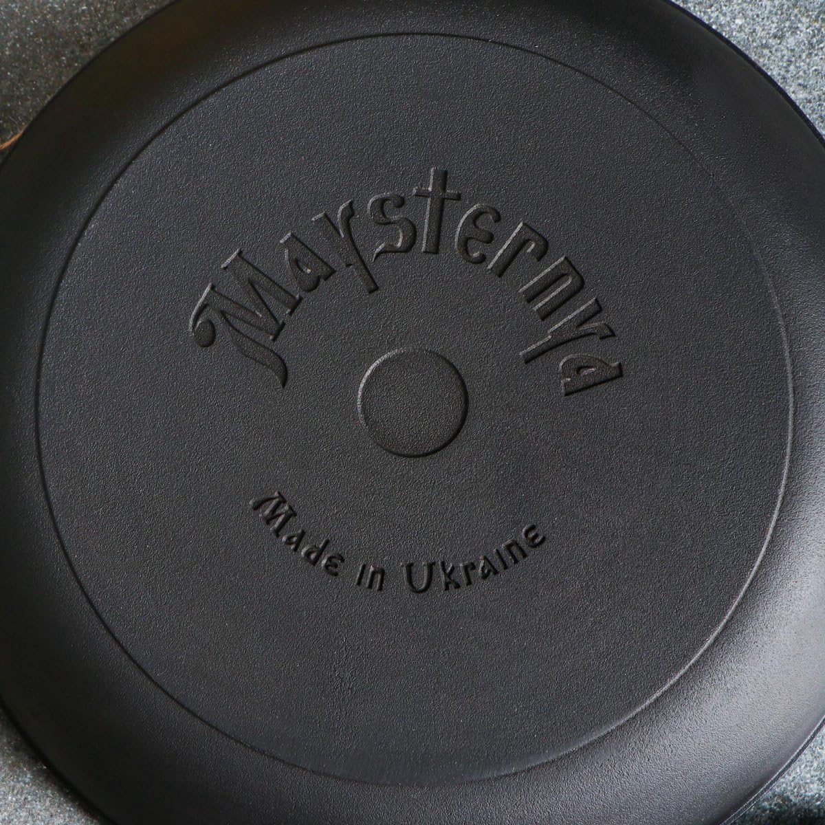 Maysternya Padella in ghisa ø 26 cm – alta qualità e senza PFAS – ideale per induzione, grigliate e cottura – padella per barbecue all'aperto – pentole versatili in nero opaco – nero opaco