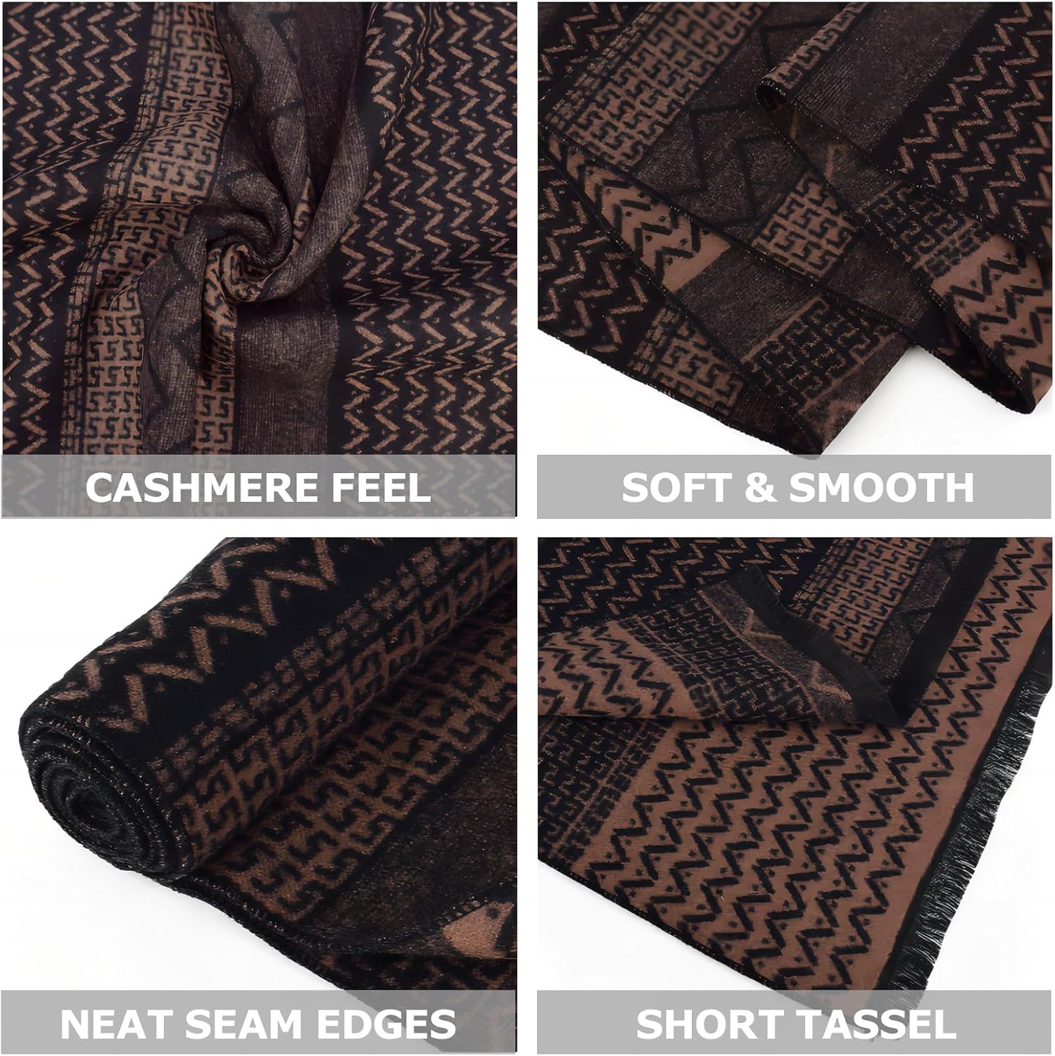 EINSKEY Men's Winter Scarf, 2-Pack Warm Cashmere Feel Striped Color Check Tartan Plaid Tassel Soft Long Fashion Neck Scarves - Image 2