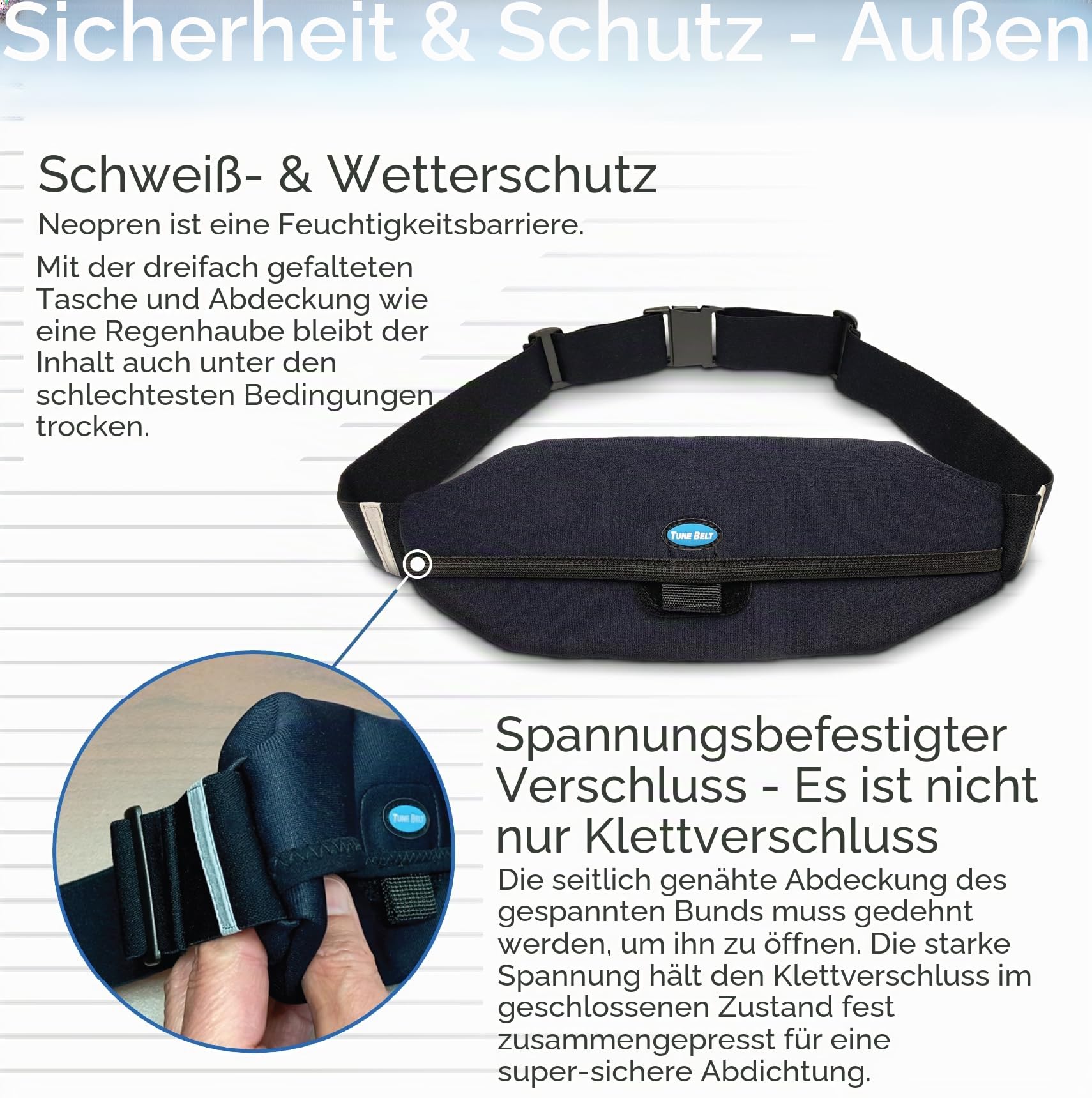 Tune Belt SP2 Access Laufgürtel, Schwarz, L, Gürteltasche zum Laufen