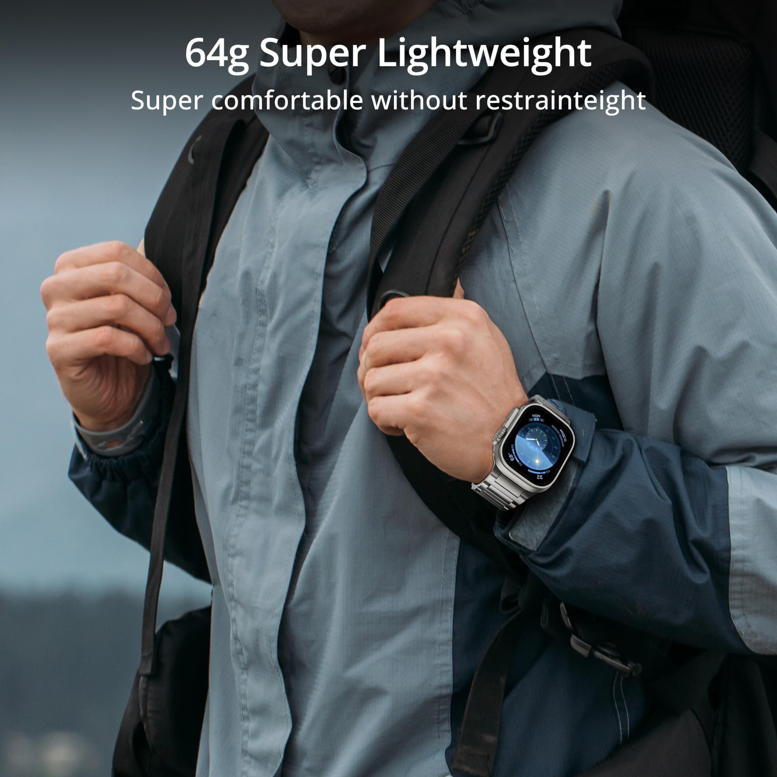 LULULOOK Pasek tytanowy klasy 4 do Apple Watch Ultra 2/Ultra 49 mm z magnesem, pierwszy na świecie ultralekki tytanowy pasek zastępczy z powłoką Super DLC do zegarka iWatch Ultra