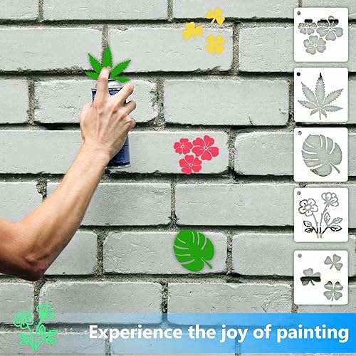 Miniatura 3 de Dohia Plantillas de flores para pintura en aerosol, plantilla de plantas de flores pequeñas de 3 pulgadas, plantillas de mandala de plástico