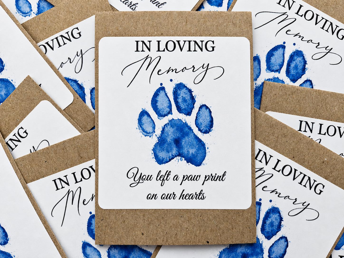 Pet Forget Me Not Funeral Favours Dog Cat Memory Paw Print Vets Seeds Packs PT2