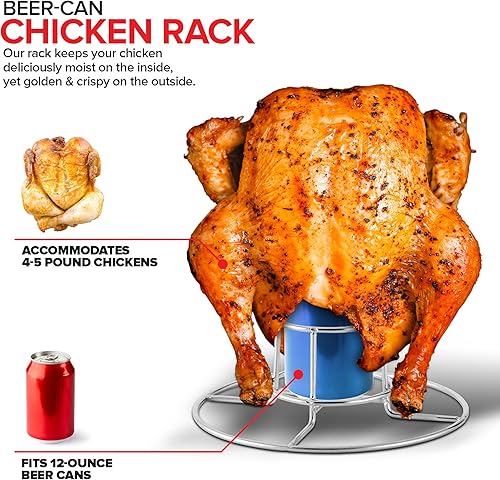 Miniatura 4 de Modern Innovations Rejillas para parrilla, soporte para muslos de pollo, soporte para pollo con lata de cerveza, rejilla para costillas de barbacoa