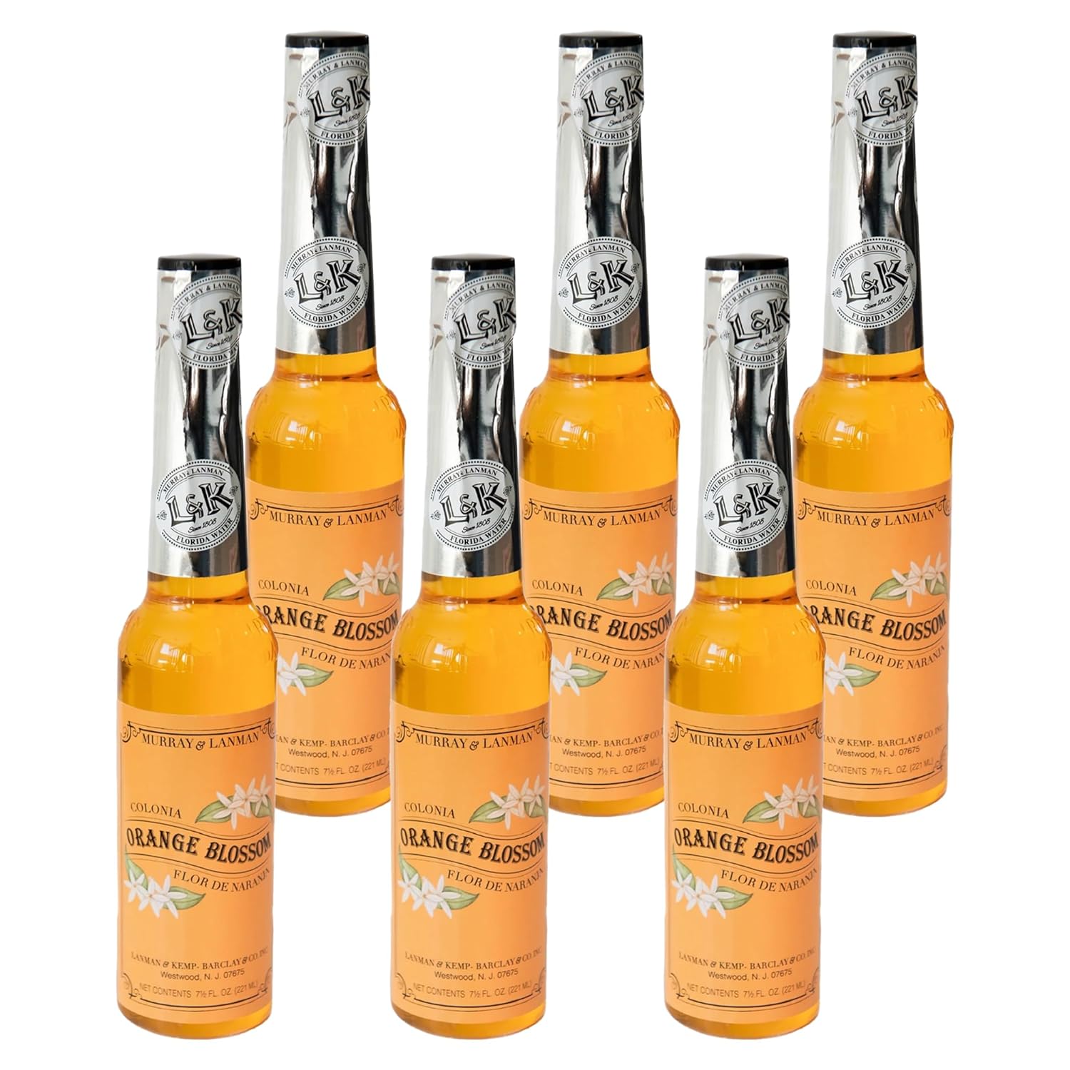 Lanman & Kemp Florida Water Cologne New York, Agua De Florida, 7.5 Fluid Ounce (7.5 Fl Oz (Pack of 6), Orange Blossom)