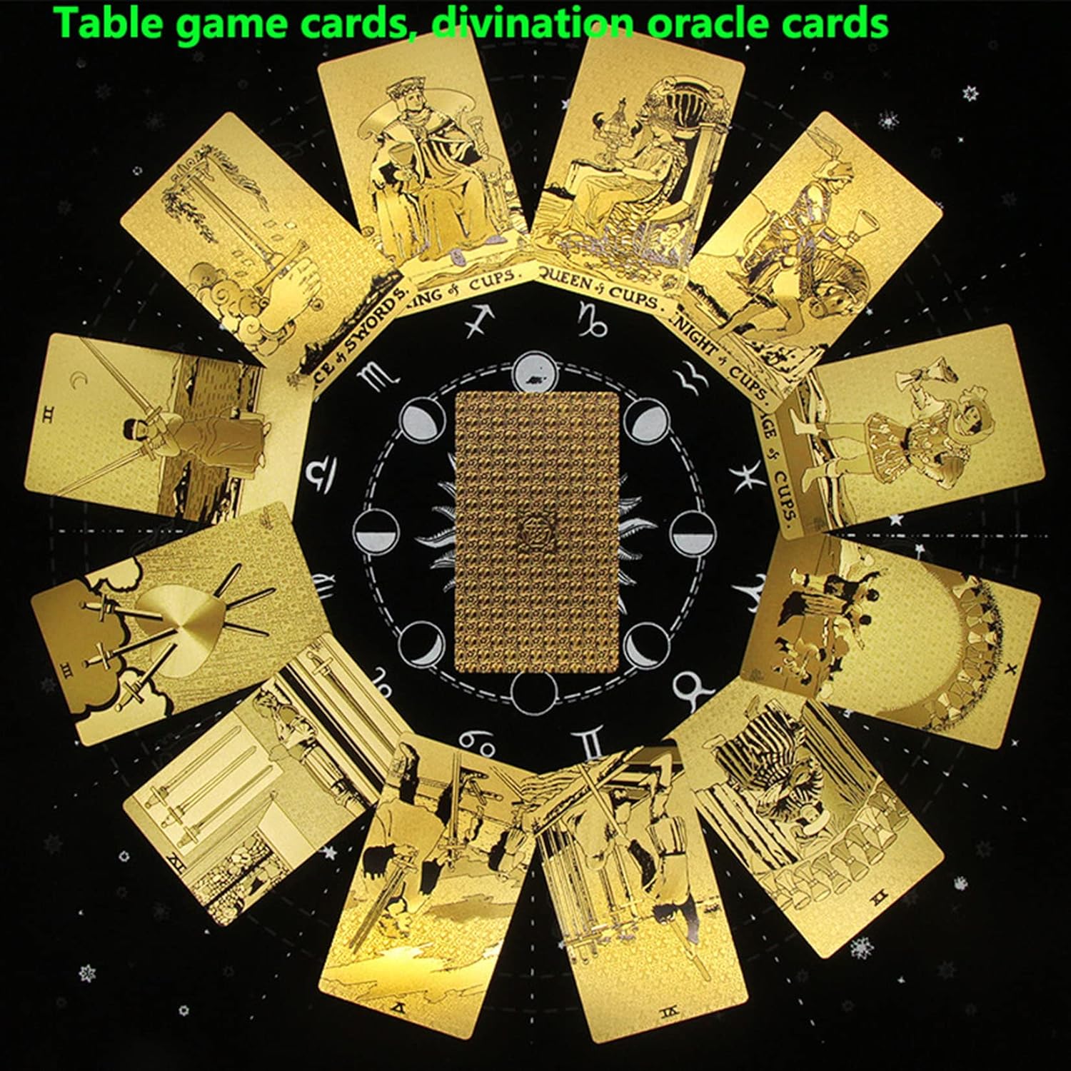 Tarot Cards Deck, Water Proof with Guidebook Divination Cards, 80 Fortune Telling Game Set for Family Reunion Beginners Expert Readers for Christmas Birthday Holiday Gifts,Gold