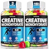 Creatine Monohydrate Gummies for Men & Women - Low Sugar Chewable Creatine Gummies - Muscle Support, Energy & Fitness Supplement, Mixed Various Fruit Flavors - 2 Pack (160 Count)