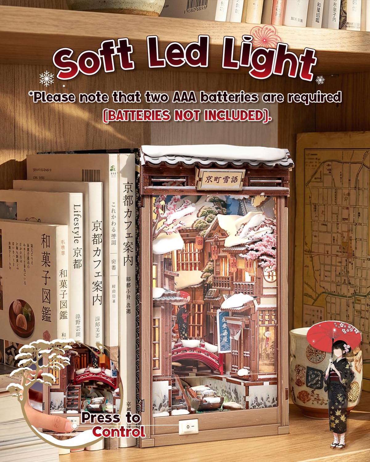 Cutefun Book Nook - Japońskie zestawy zakamarków książek dla dorosłych, regał na książki, puzzle 3D, zestaw miniaturowy dioramy, świetny prezent dla miłośników książek w wieku od 14 lat