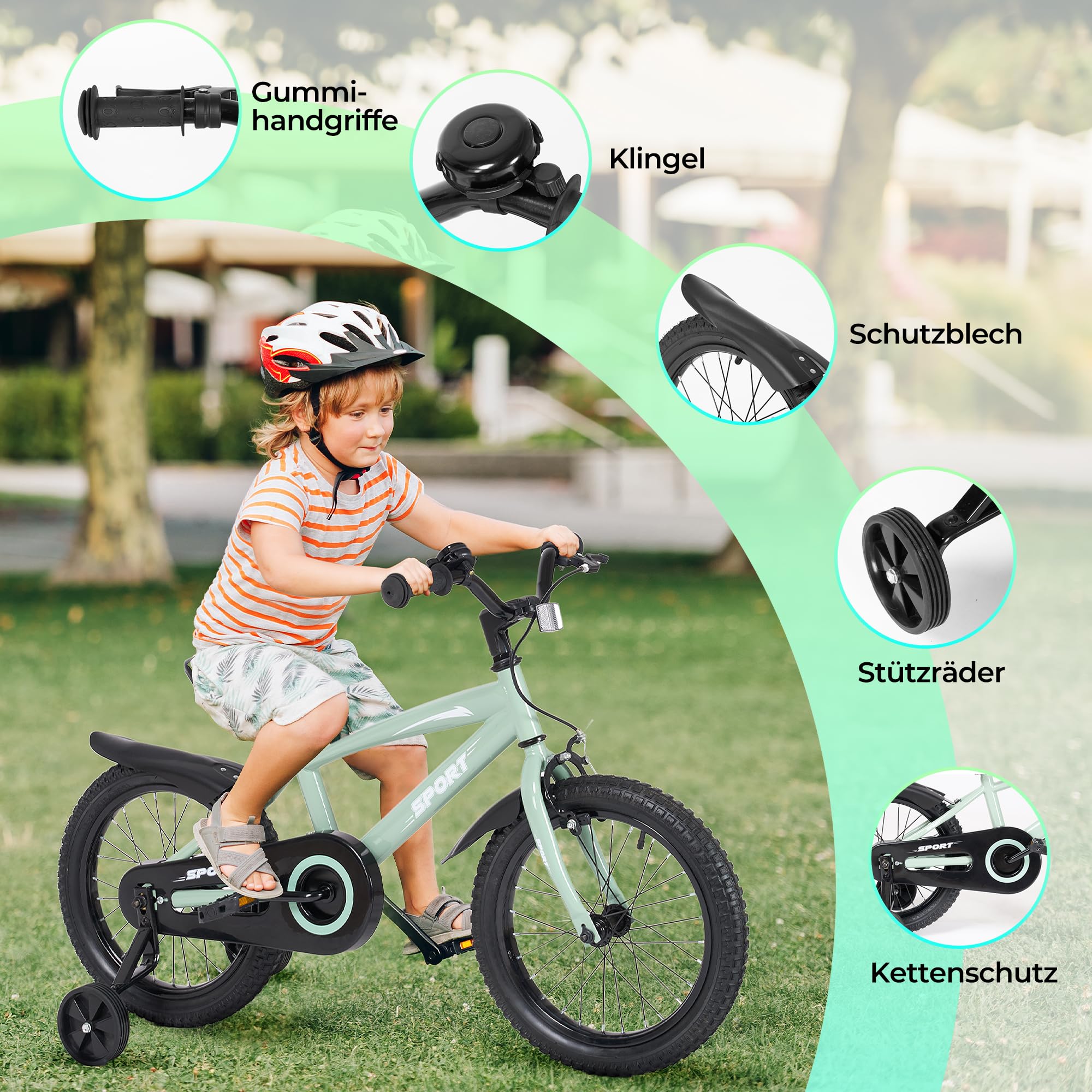 BODIOO Kinder Fahrrad 12 Zoll Kinderfahrrad mit verstellbarem Sitz, Dualbremsen, Stützrädern, Reflektor und Schutzblech, geeignet für Fahrer von 84 bis 97 cm