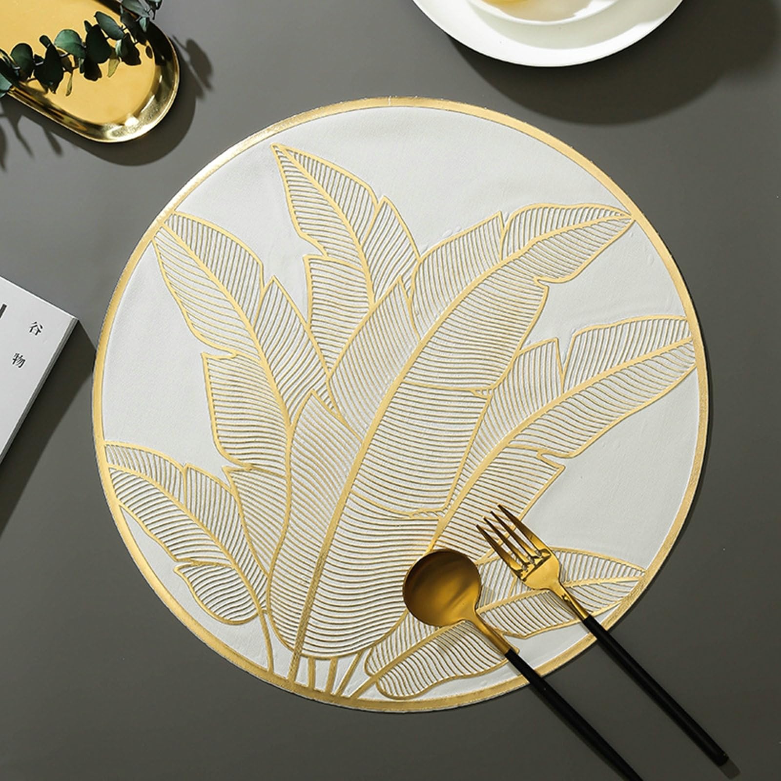 Set de table antidérapant et lavable rond 38cm motif palme Beydodo