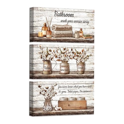 HOMEOART Bathroom Wall Decor Pictures Rustic Farmhouse Decoration (Brown) |