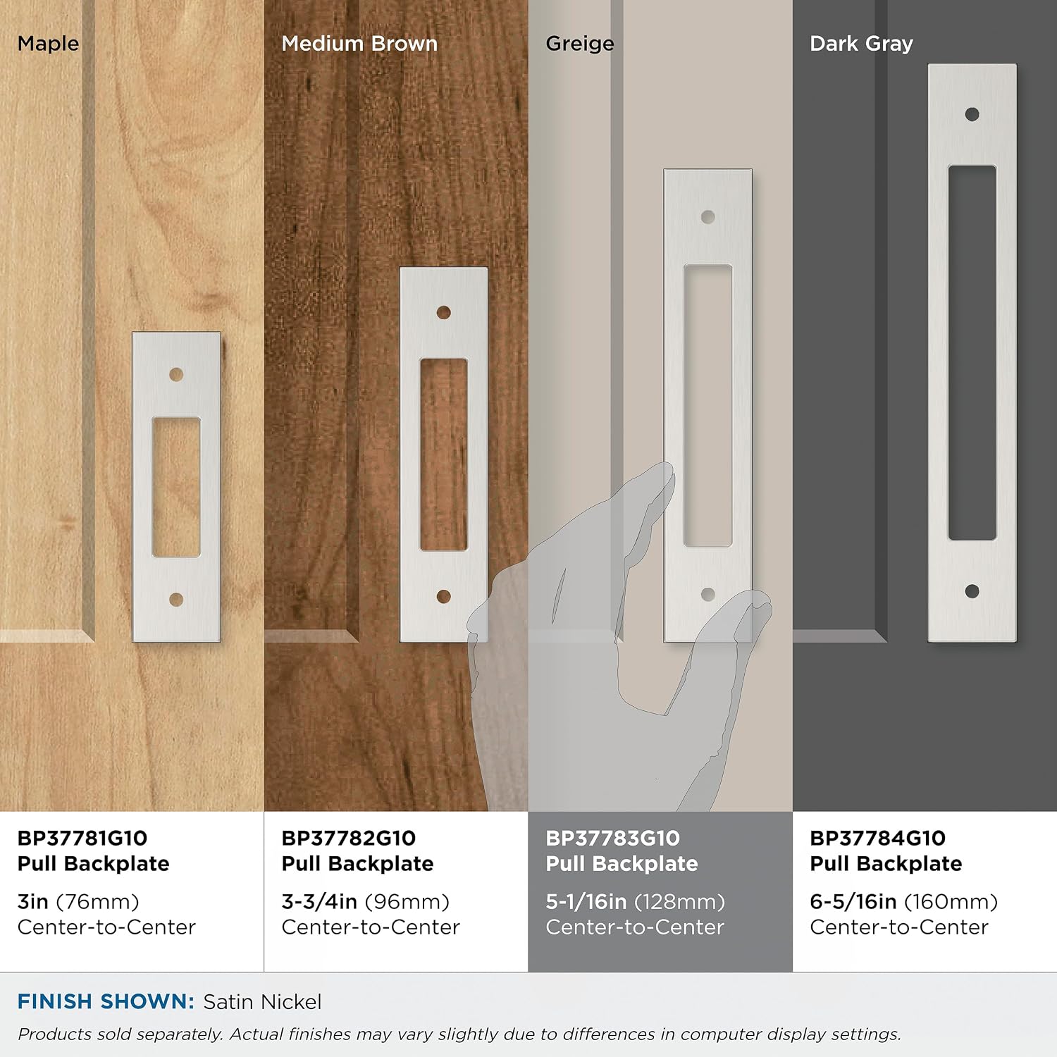 Amerock Medora 5-1/16 inch (128mm) Center-to-Center Rectangle Satin Nickel Cabinet Pull Backplate, BP37783G10