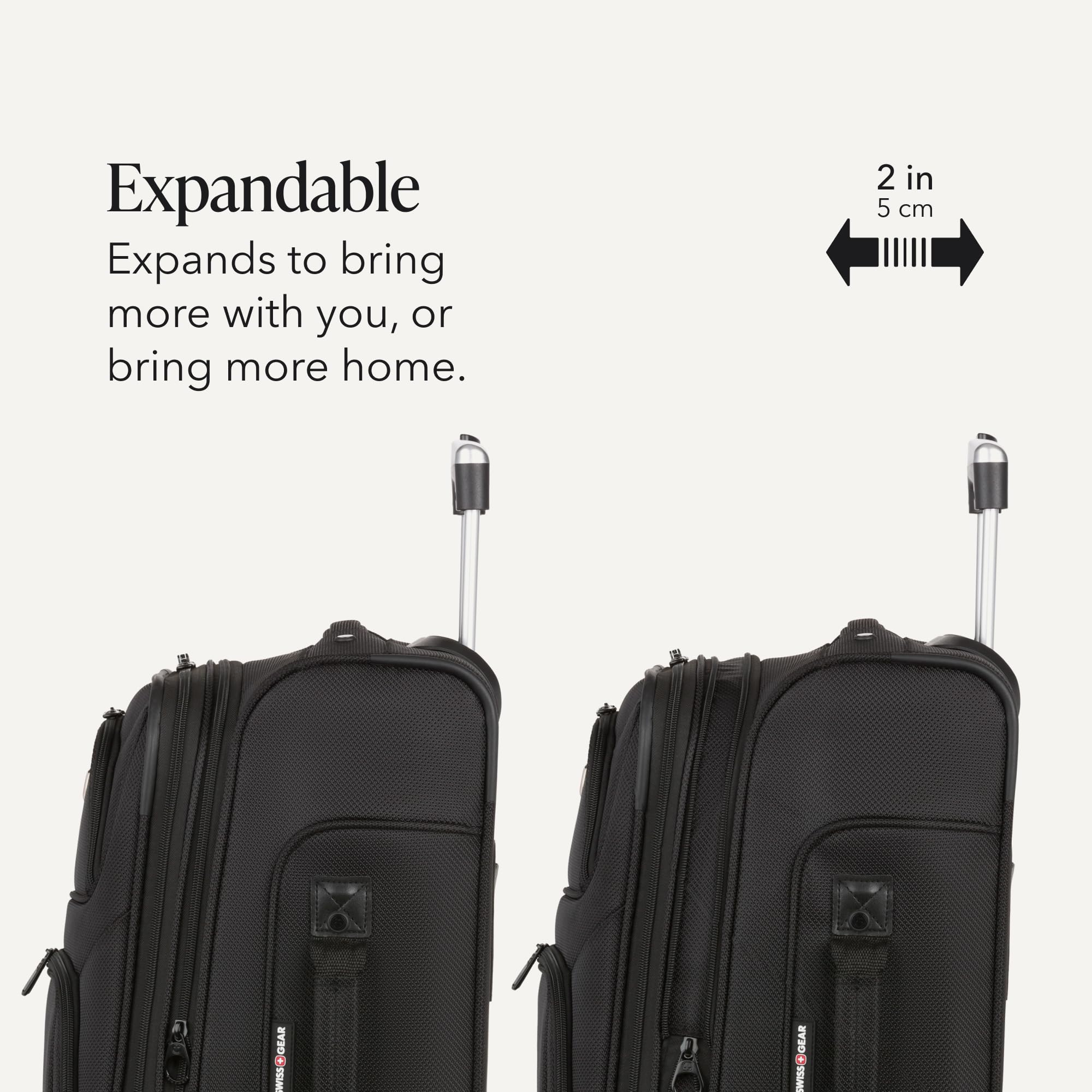 SWISSGEAR Sion 2-Piece Travel Set, Softside Expandable Carry-On Spinner Bundled with 1900 ScanSmart 17" Laptop Backpack with RFID Blocking & Tech Organization, Black view 8