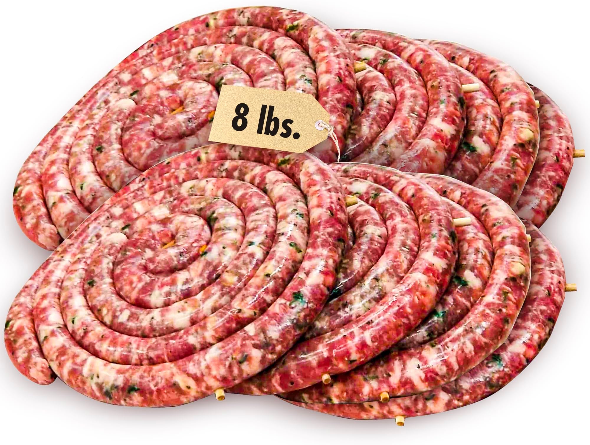 Vincent's Meat Market Savory Cheese and Fresh Parsley Sausage - Premium, Garden-Fresh, Bursting Flavors and Irresistible Aromas - 8 wheels 1 lb each