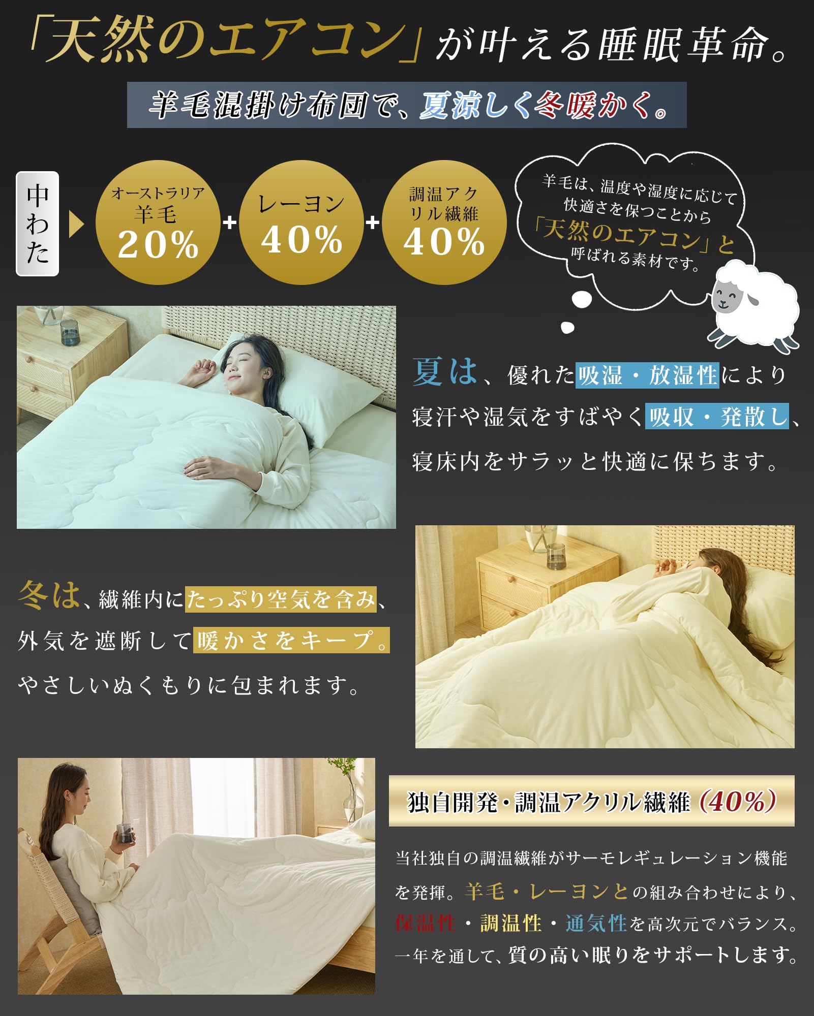 Amazon｜Softime 掛け布団 羊毛掛け布団 セミダブル【オーストラリア産 
