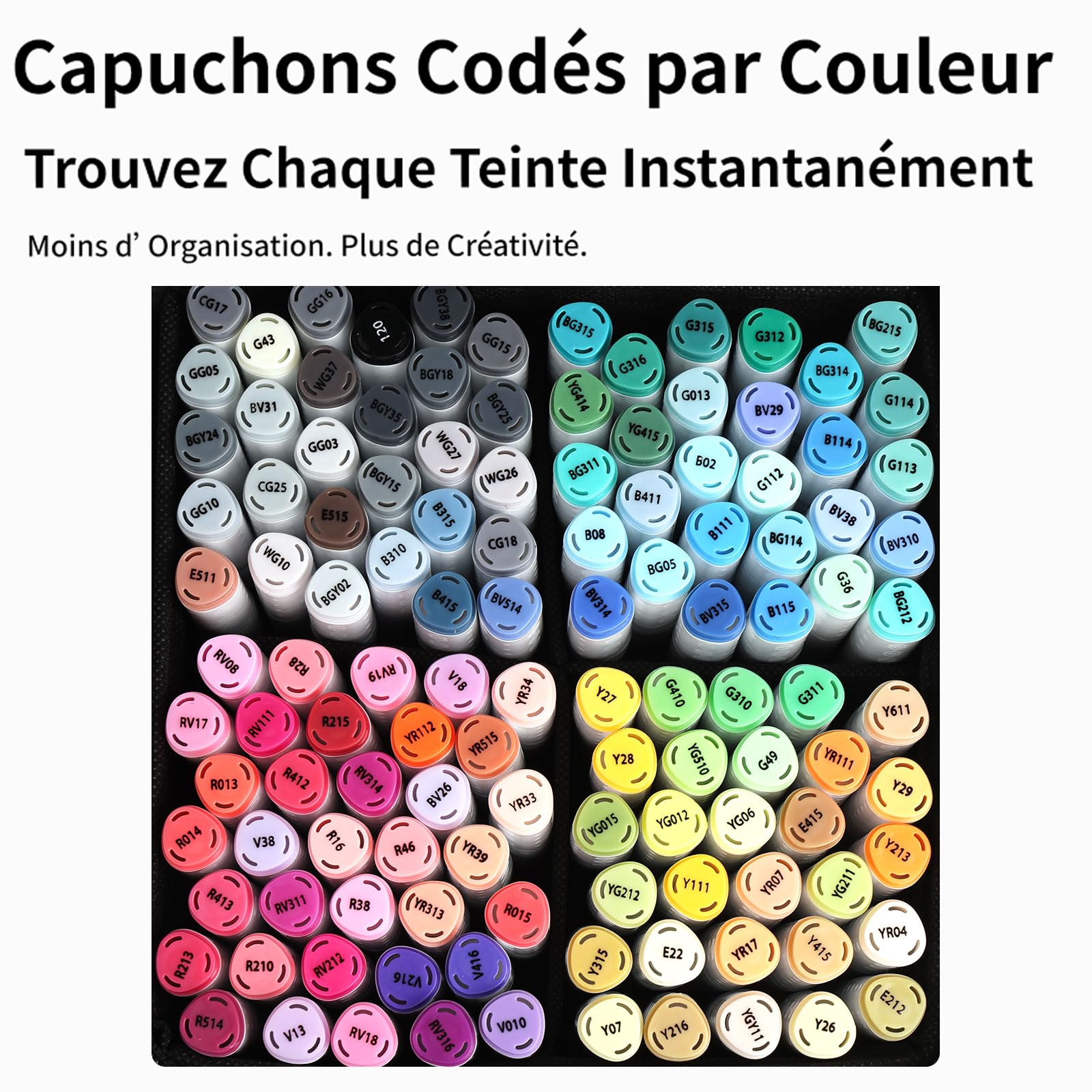 Lot de 120 marqueurs à alcool à double pointe, pinceau et burin