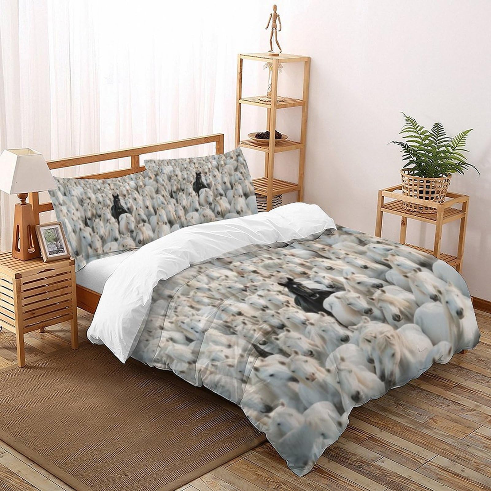 Housse de couette microfibre animaux imprimé 3D 200x200 parure de lit enfant