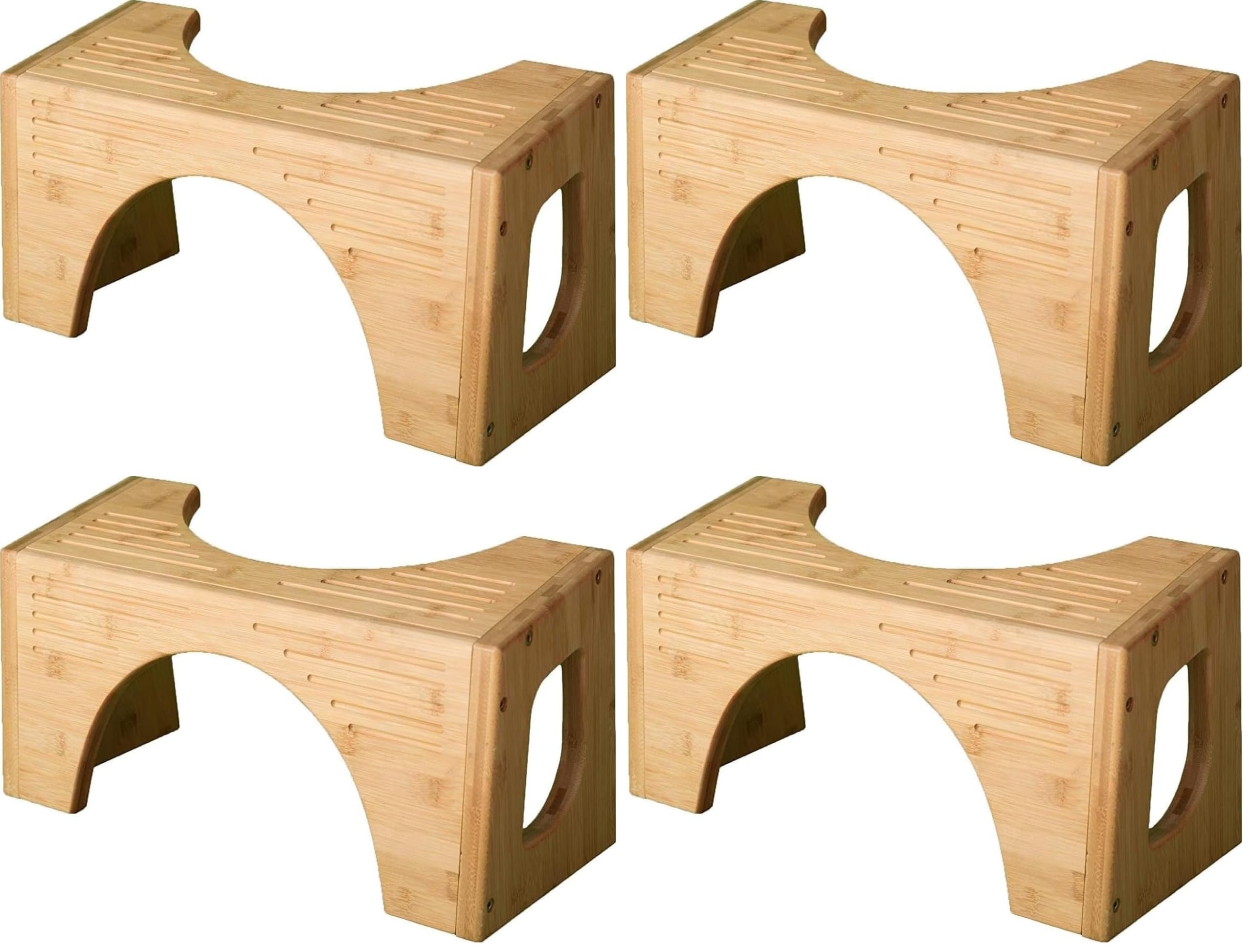 Squatty Potty The Original Toilet Stool - Bamboo Flip,7" and 9" Adjustable Heights,Brown - Improve Bathroom Posture and Comfort,(Pack of 4)