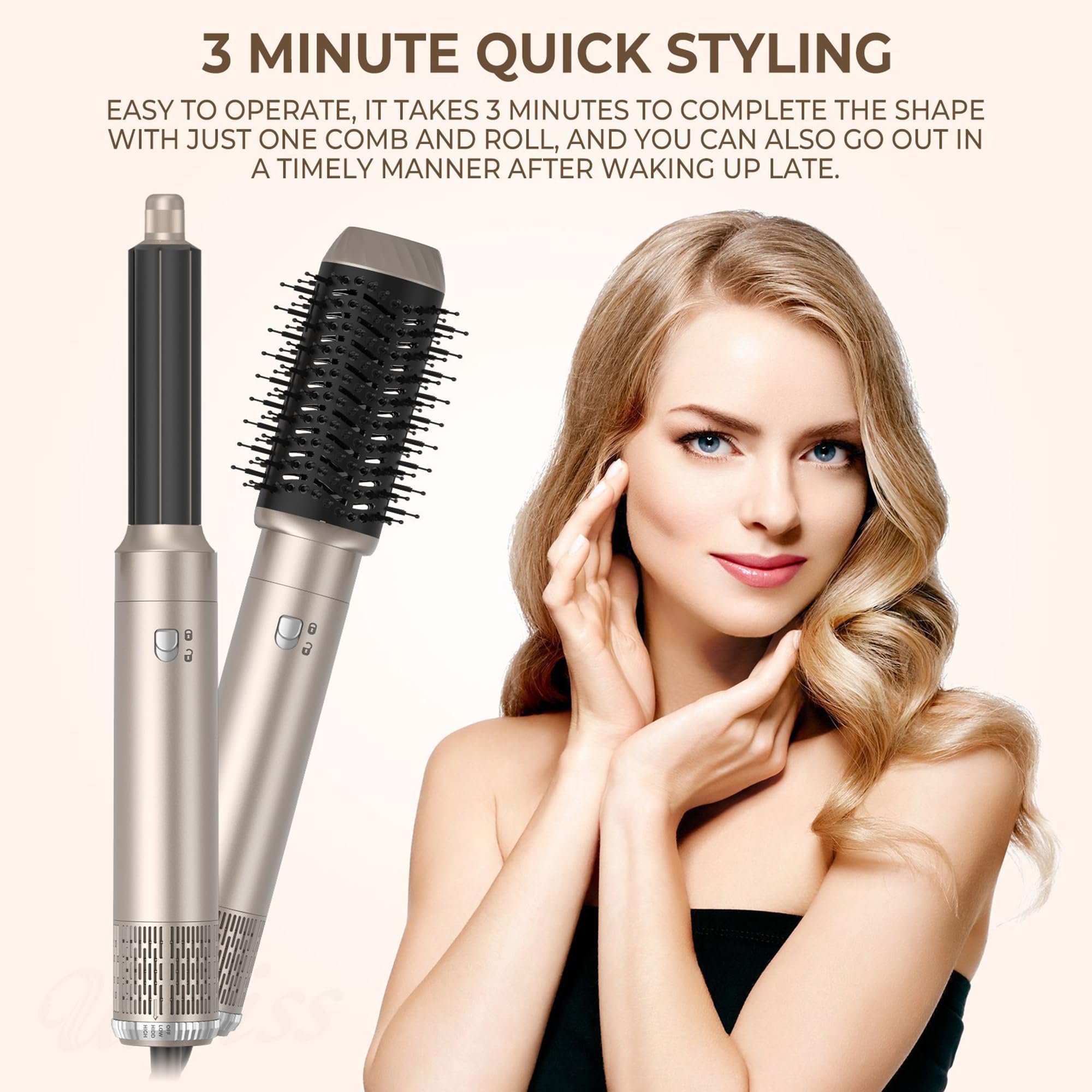 Asciugacapelli Air Styler 6 in 1, Multi Hair Styler Set spazzola riscaldante brushing dispositivi e di acconciatura per capelli ricci e lisci, temperatura velocità del vento regolabile