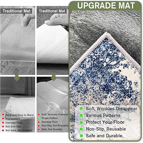 Miniatura 5 de WTHYGB Tapete para silla de oficina para suelo de madera dura, abstracto, lavable, tapete de escritorio para silla rodante, antideslizante,