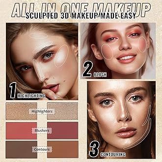 UCANBE Eyeshadow Palette with Brushes Makeup Sets, Pigmented Eye Makeup Pallet Gift Set, Goth Smokey Rosy Neutral Glitter Rainbow Eye Shadows & Contour Highlight Blush All-in-One Holiday Make Up Kit