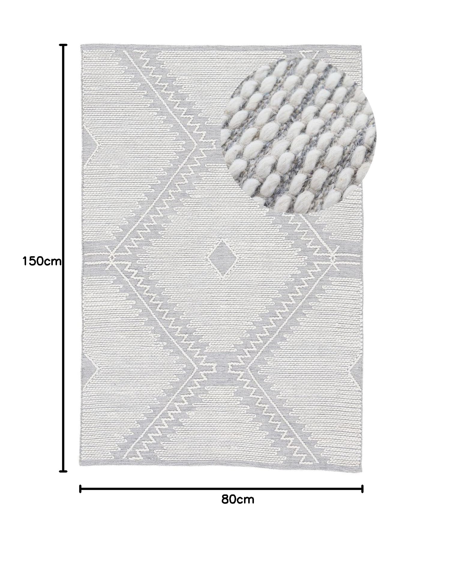 carpetfine Baumwollteppich Kelim Durry robuster Flachgewebe-Teppich Grau 80x150 cm für Wohnzimmer, Schlafzimmer & Kinderzimmer