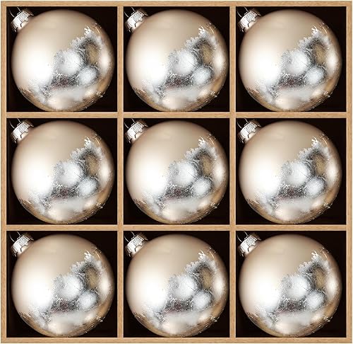 DN DECONATION Juego de 9 adornos de bola de decoración de Navidad, bolas colgantes de árbol de Navidad plateado mate con acabado de aluminio,