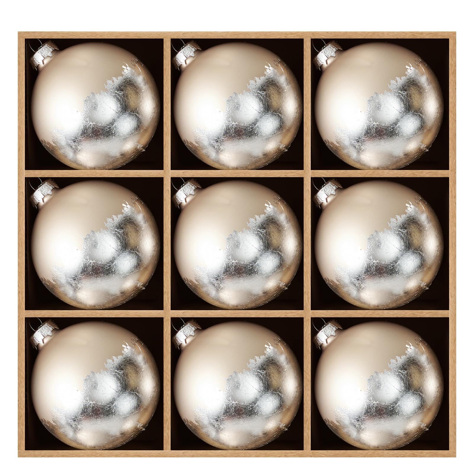 DN DECONATION Lot de 9 Boules de Noël à Suspendre pour Sapin de Noël en Verre avec Finition en Aluminium argenté Mat pour décoration de Vacances et fête, Cadeaux de Mariage d'hiver
