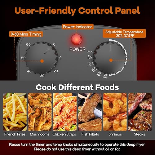 Miniatura 3 de COSTWAY Freidora de 3 litros con canasta, freidora de aceite eléctrica de 1700 W con filtración de aceite, tapa con ventana de visión, temporizador