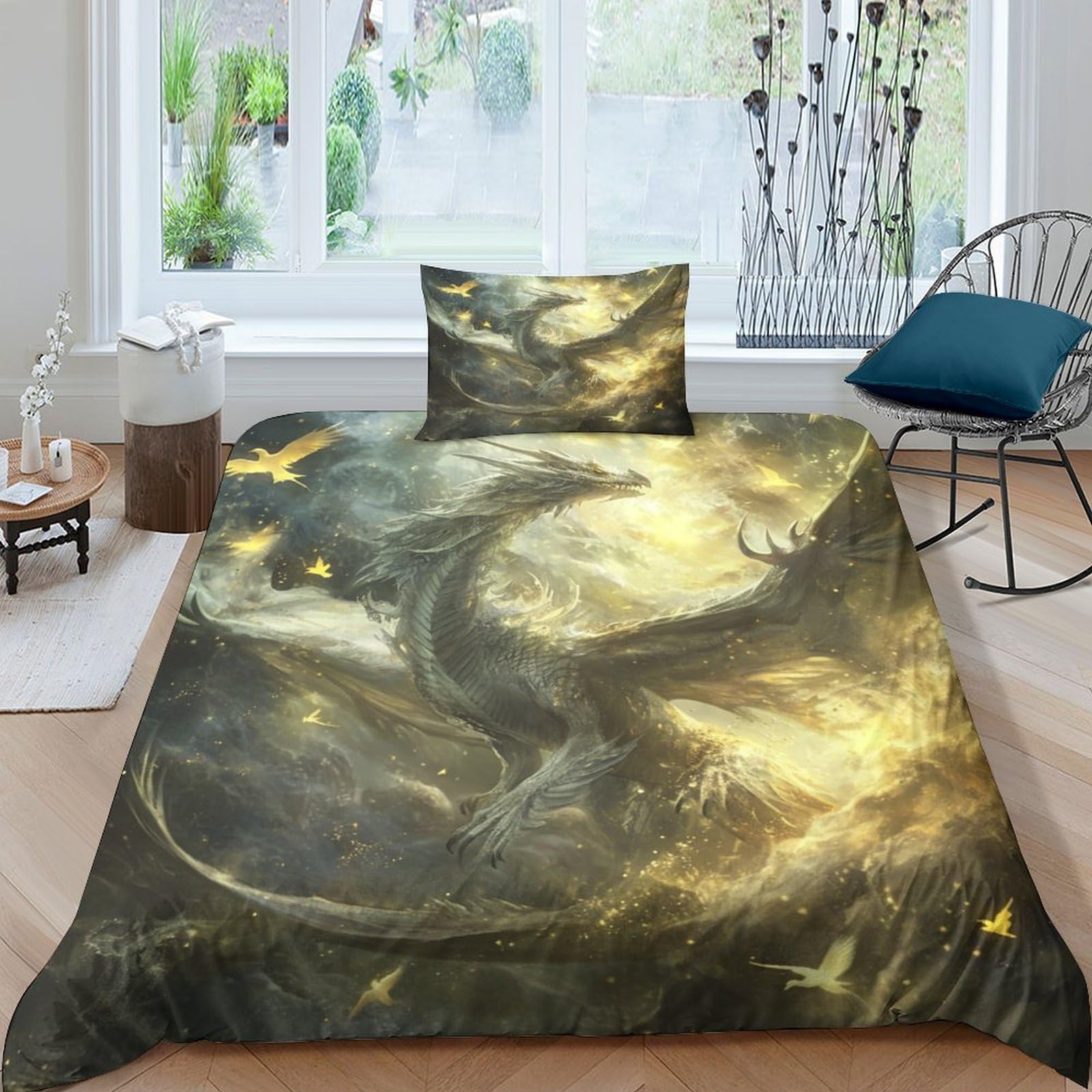 Housse de couette dragon 3D ensemble de literie microfibre 3 pces