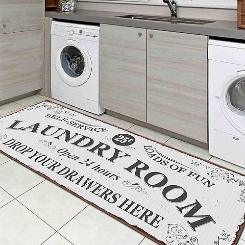 Kuilepa Alfombra de 20 x 47 pulgadas, antideslizante, impermeable, alfombra de entrada duradera para piso de cocina, cuarto de servicio, baño,