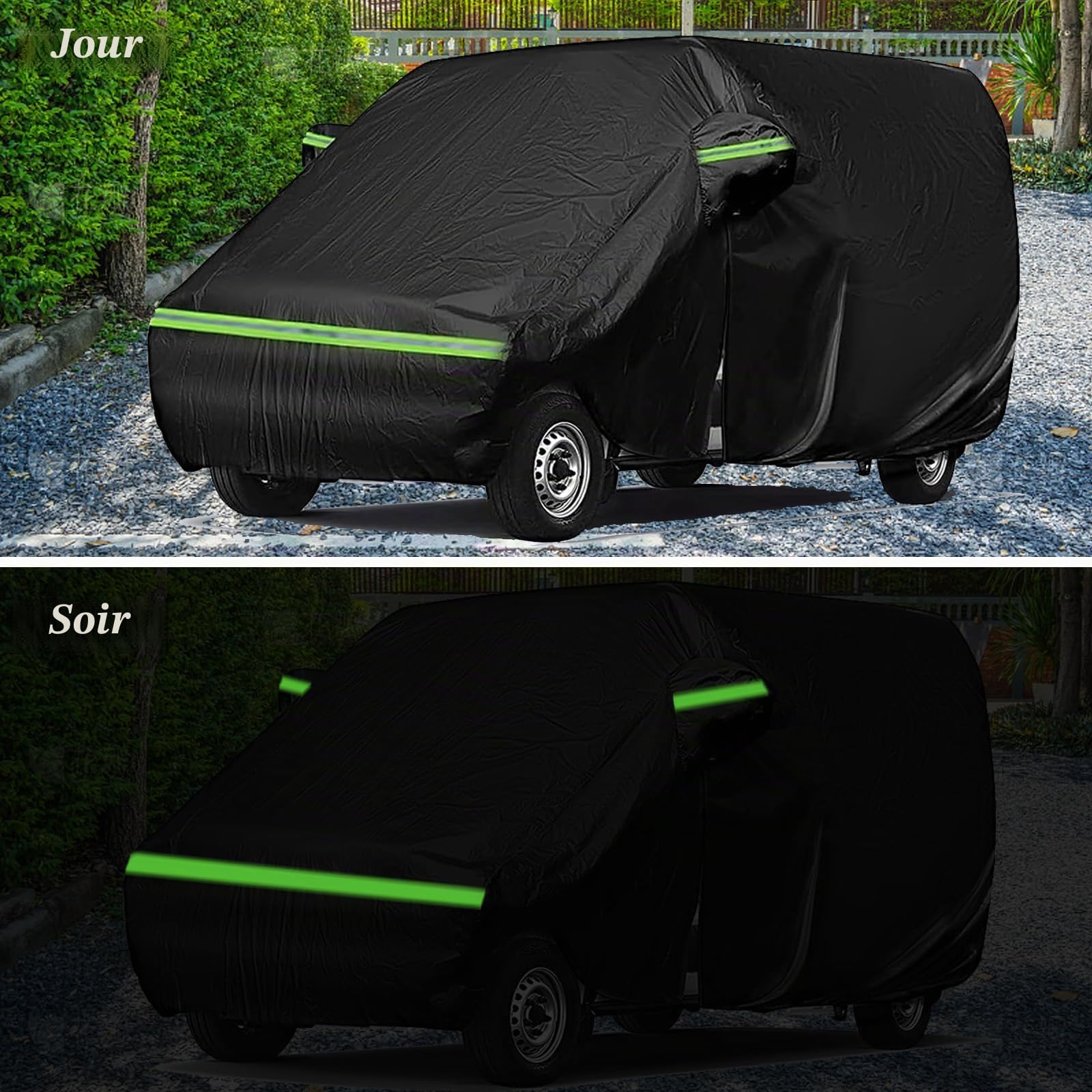 Housse de protection pour véhicule HAMON Garage complet pour VW T5 T6 SWB, bâche de protection pour voiture avec fermeture éclair latérale, bâche respirante pour garage complet hiver/été Housse de