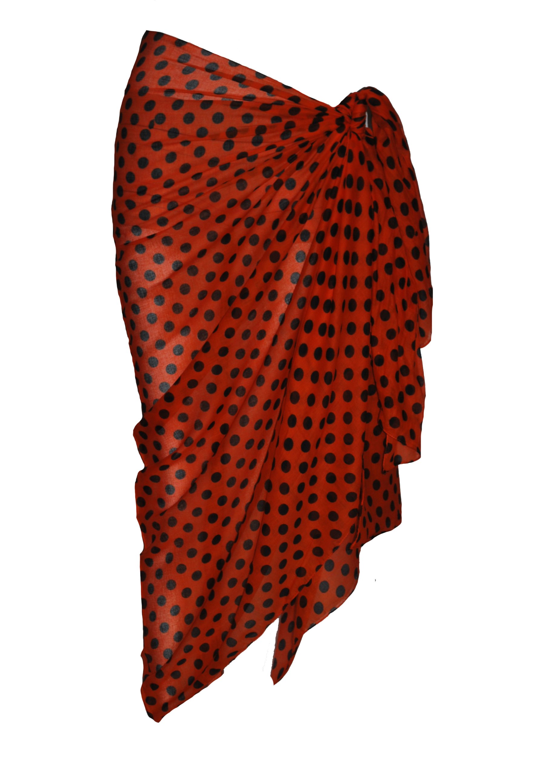 P4F Soft Polka Dot Cotton Sarong (Red/Black, One Size)